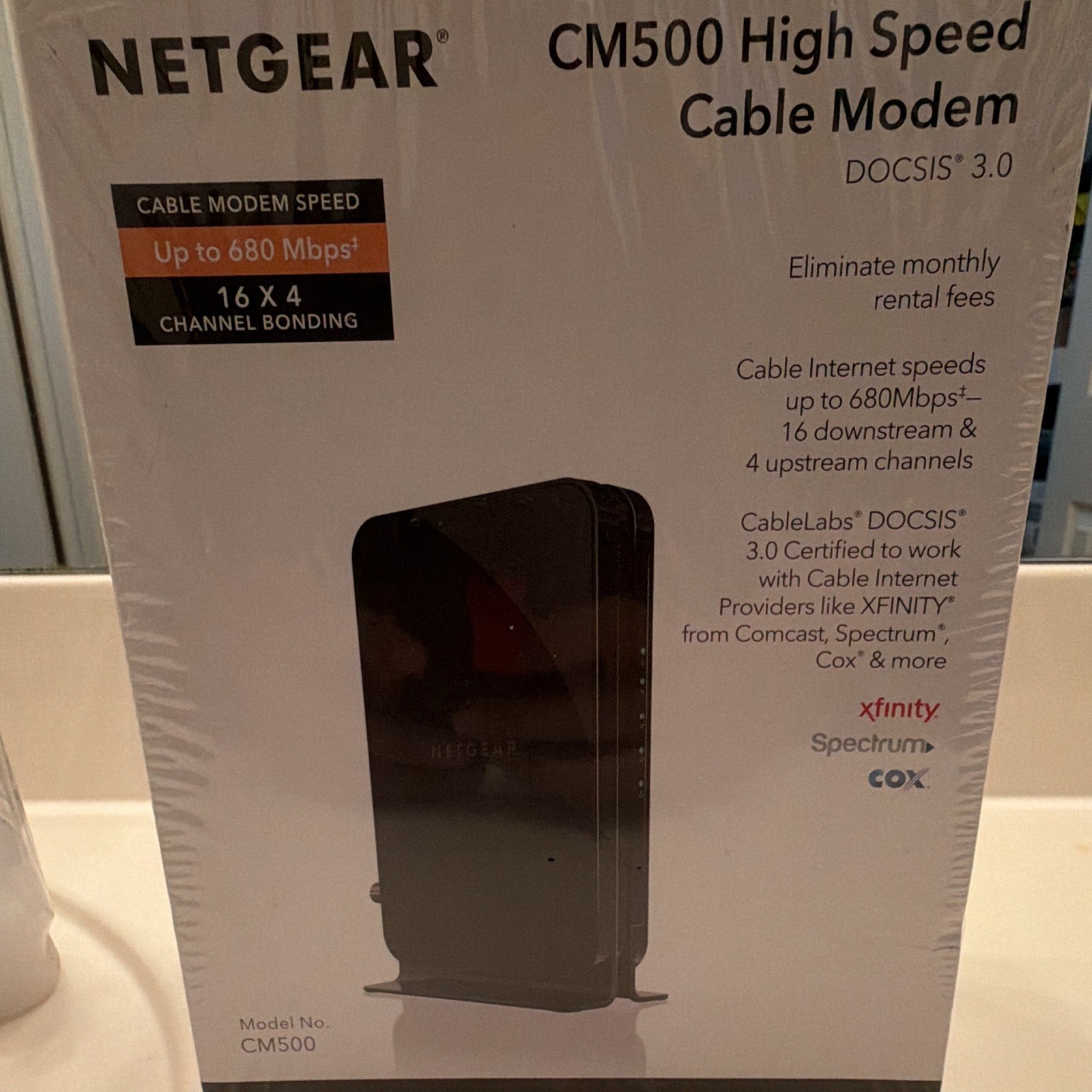 NETGEAR CM500 DOCSIS 3.0 Cable Modem 680 Mbps 1-Port Gigabit Ethernet XFINITY