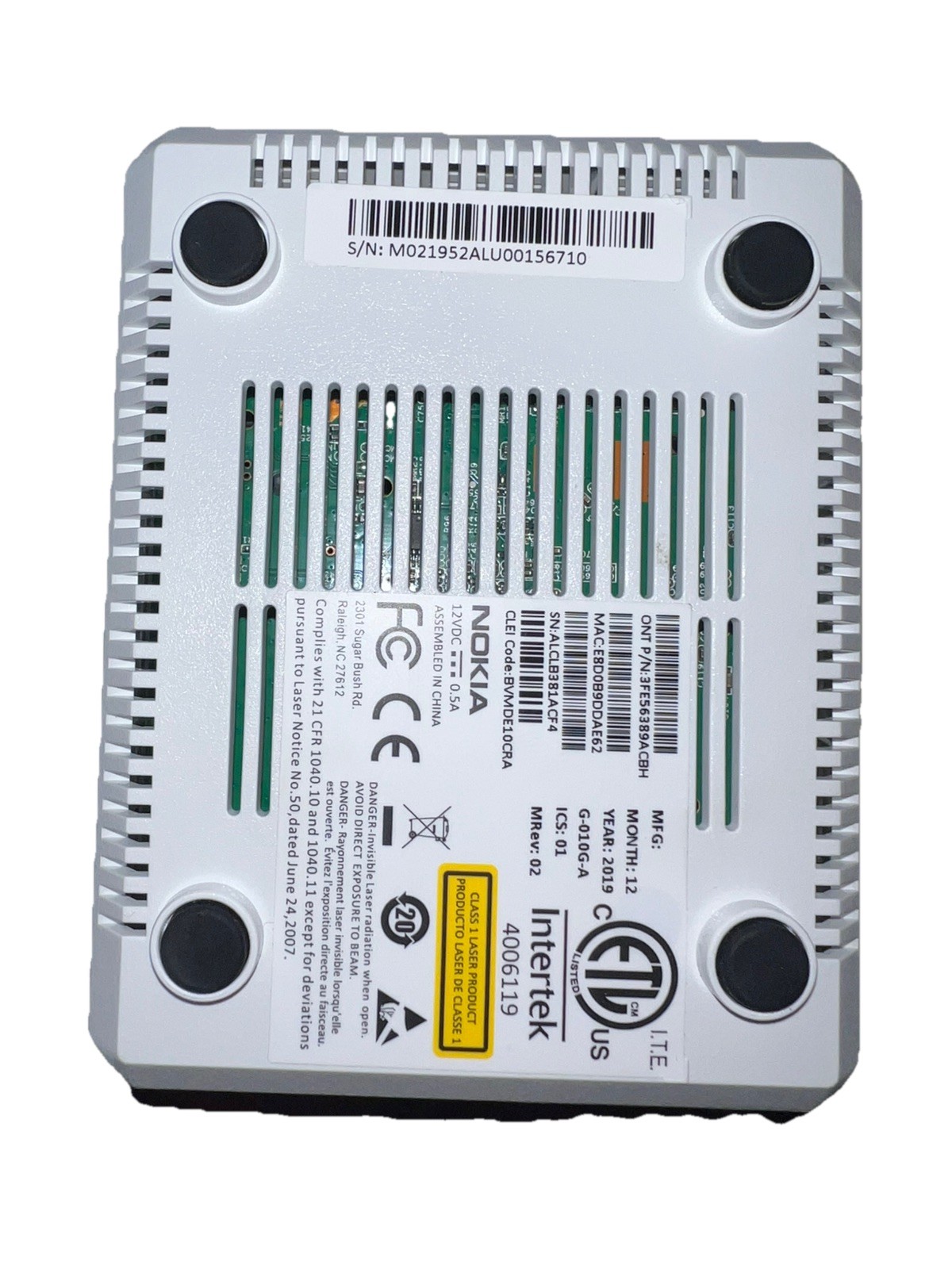 Nokia Intertek Fiber Optix Ethernet Network Terminal ONT MODEM G-010G-A
