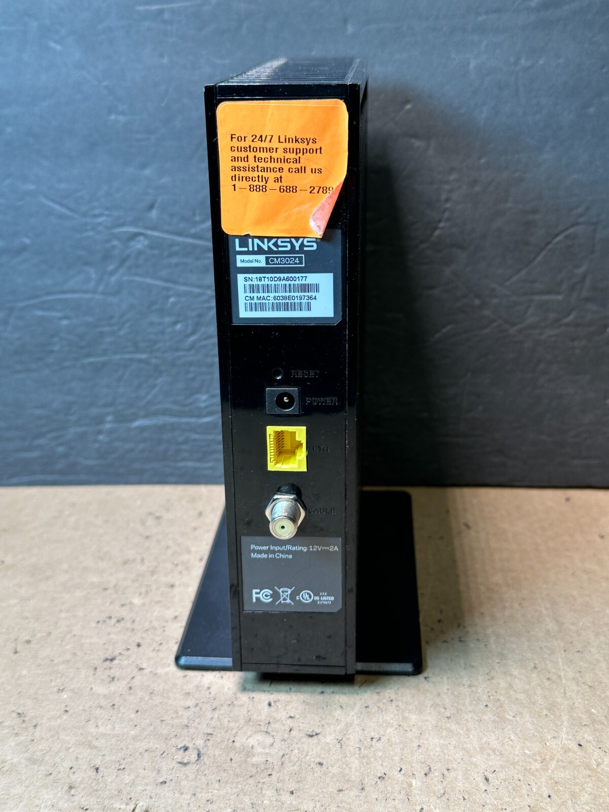 Linksys CM3024 24 X 8 Cable Modem Docsis 3.0 Intel With Adapter Used