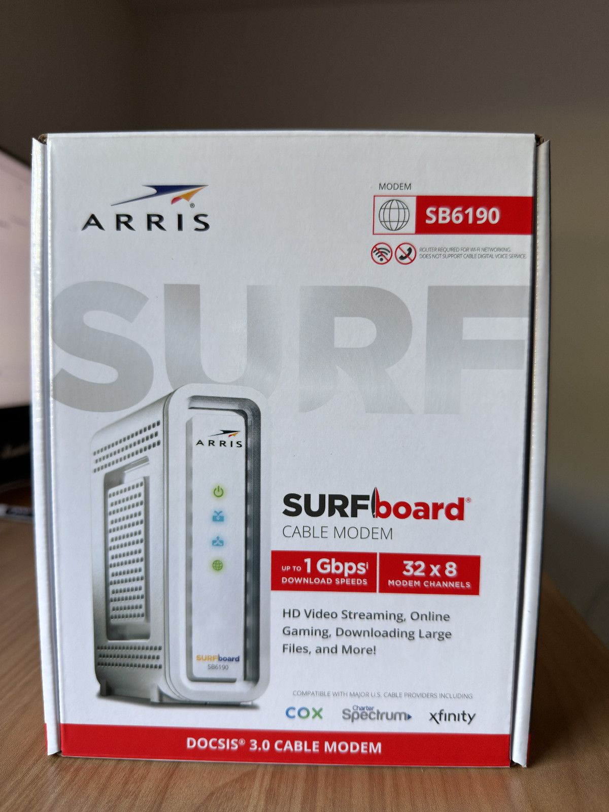 ARRIS Surfboard SB6190-RB DOCSIS 3.0 Cable Modem, White