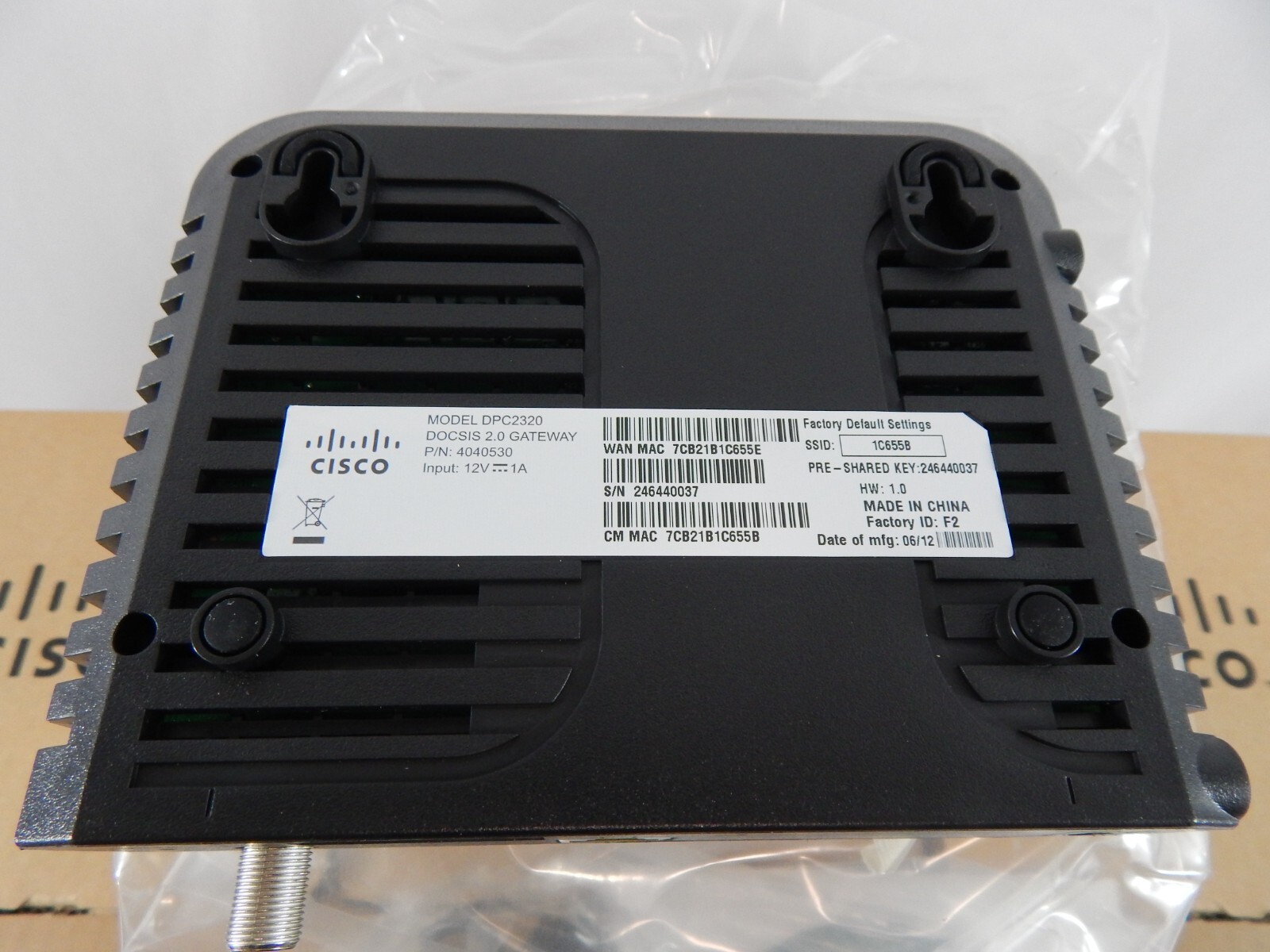CISCO- DPC2320 CABLE MODEM WIRELESS ROUTER – 2.0 GATEWAY ETHERNET BOX OF 10 NEW