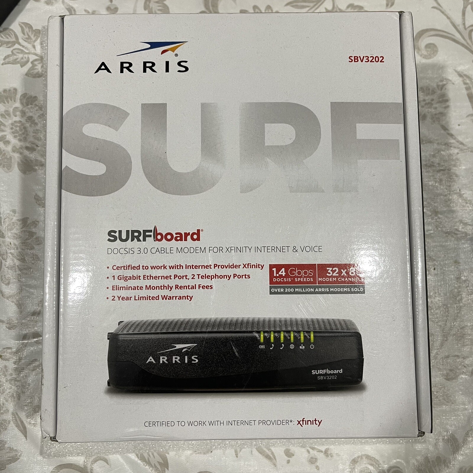 ARRIS SBV3202 Docsis 3.0 Voice Cable Modem Comcast Xfinity Internet Voice Phone
