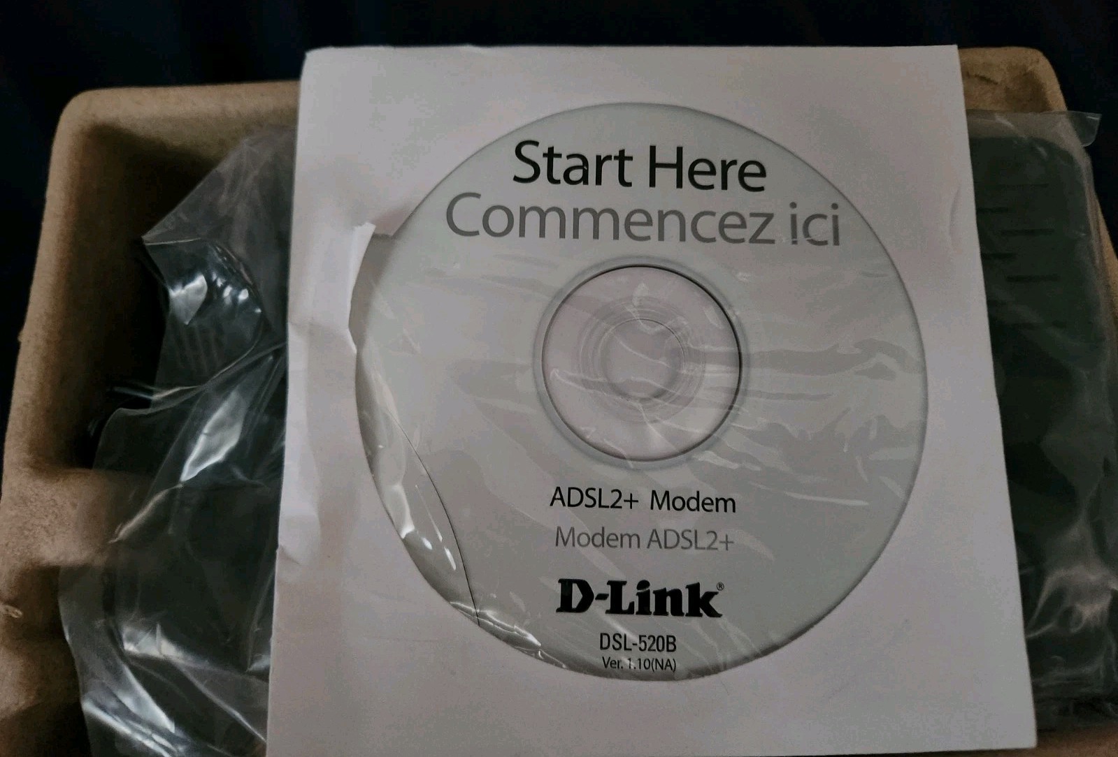 D-Link ADSL2+ Ethernet Modem-DSL-520B Broadband (Fast Shipping) Disc-read