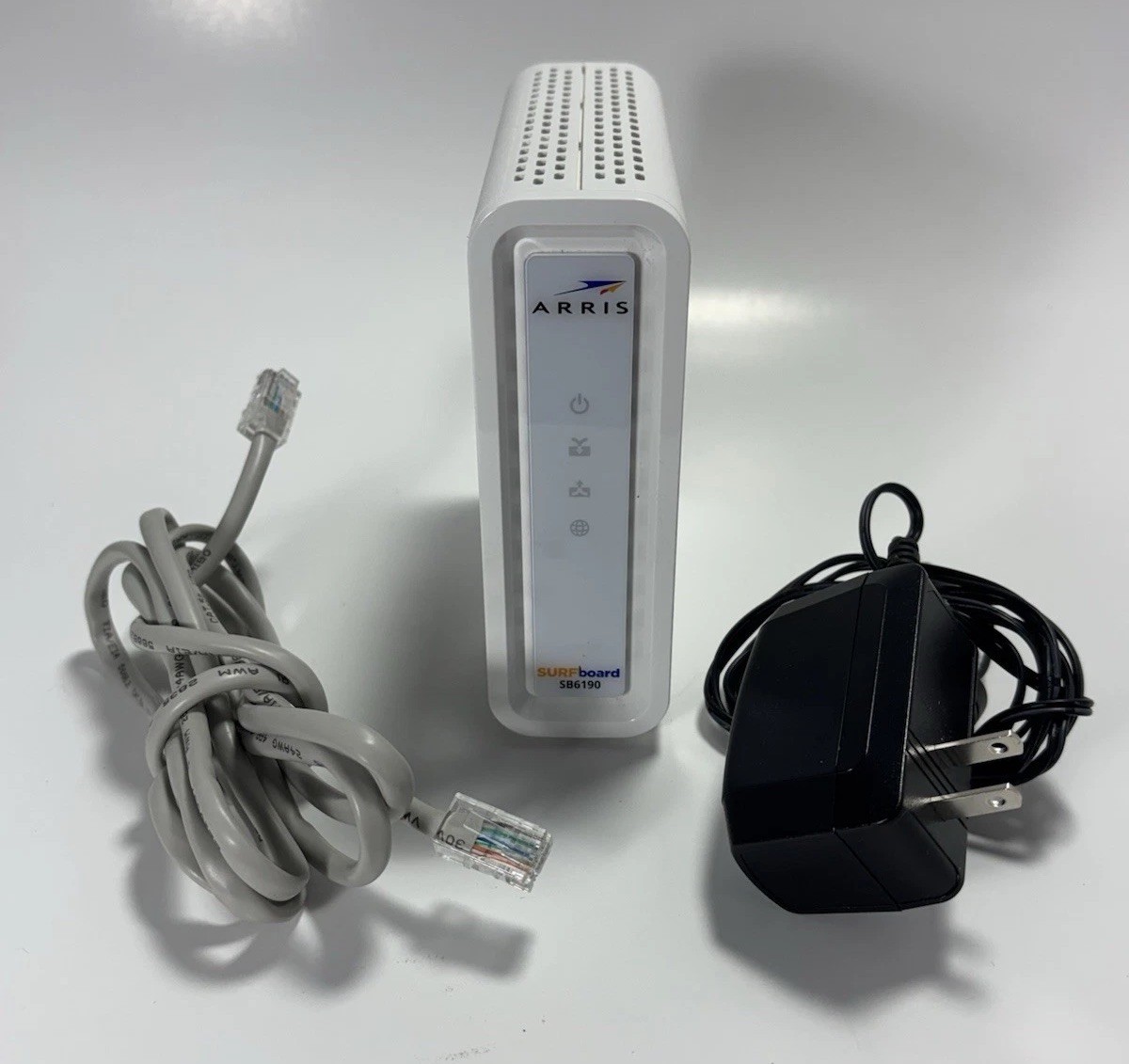 ARRIS Surfboard SB6190-RB DOCSIS 3.0 Cable Modem, White, Power Supply & Ethernet
