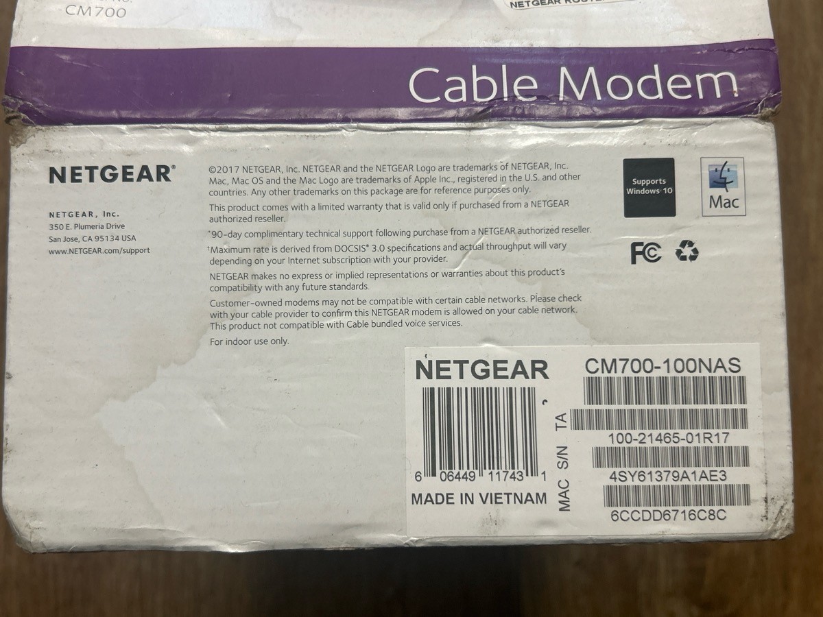 NETGEAR CM700 CABLE MODEM (SBL014173)