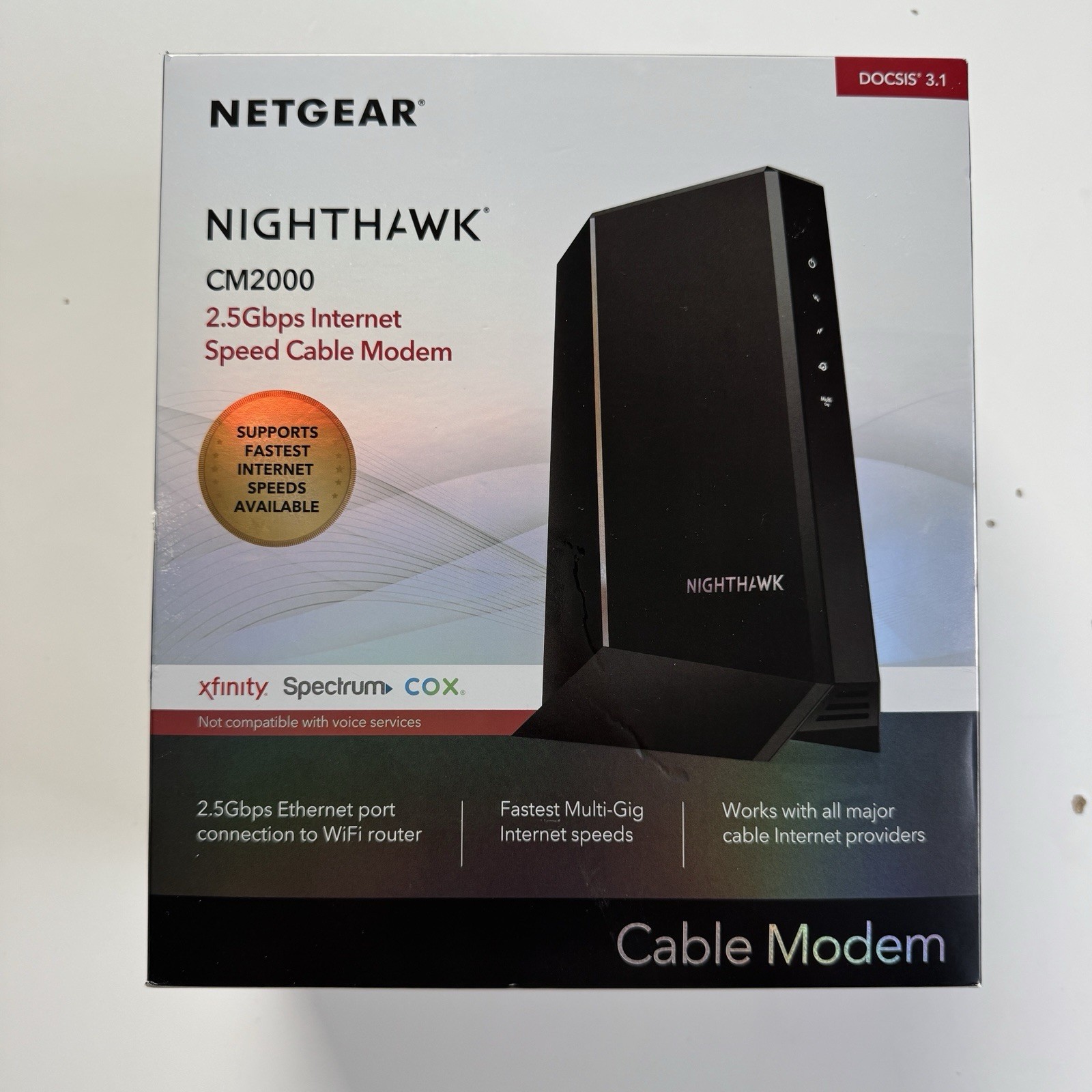 Netgear Nighthawk CM2000 2.5Gbps DOCSIS 3.1 Cable Modem – Fast! Xfinity Spectrum