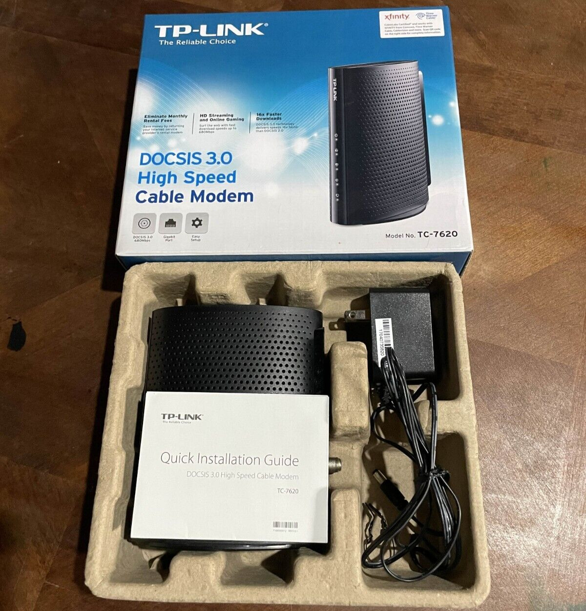 TP-LINK TC-7620 680Mbps Cable Modem TESTED WORKS GREAT Used Mint Condition