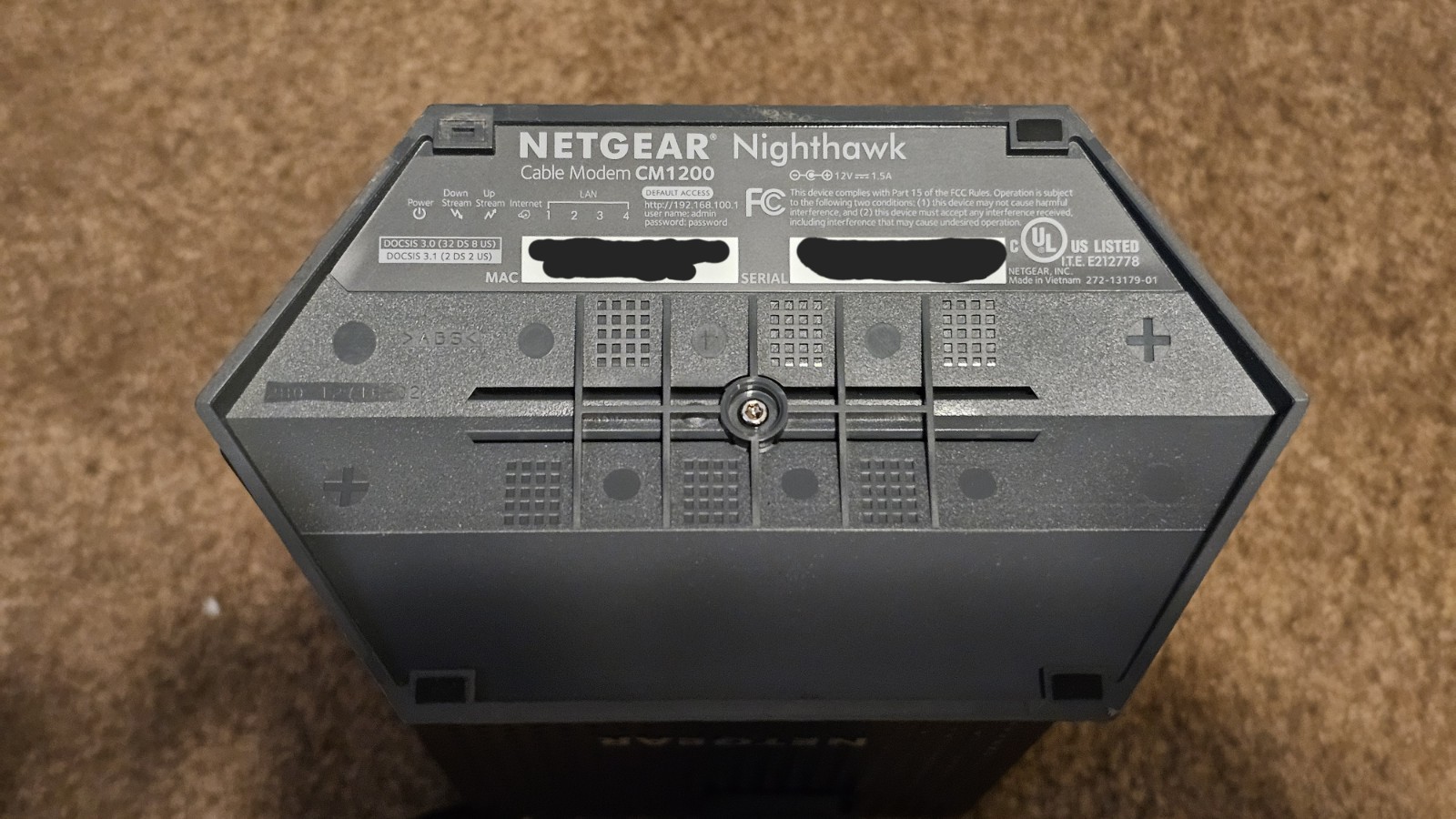 NETGEAR Nighthawk CM1200 Cable Modem DOCSIS 3.1, Xfinity Charter Cox