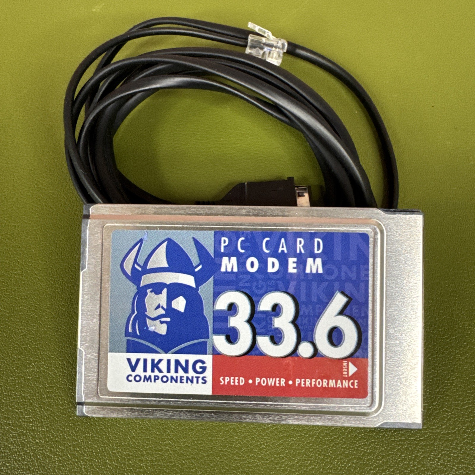 1998 Viking 33.6 PC Card Modem w Cable, untested