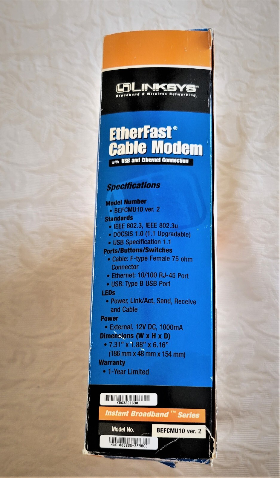 Linksys EtherFast Cable Modem with USB & Ethernet Connections (BEFCMU10 ver. 2)