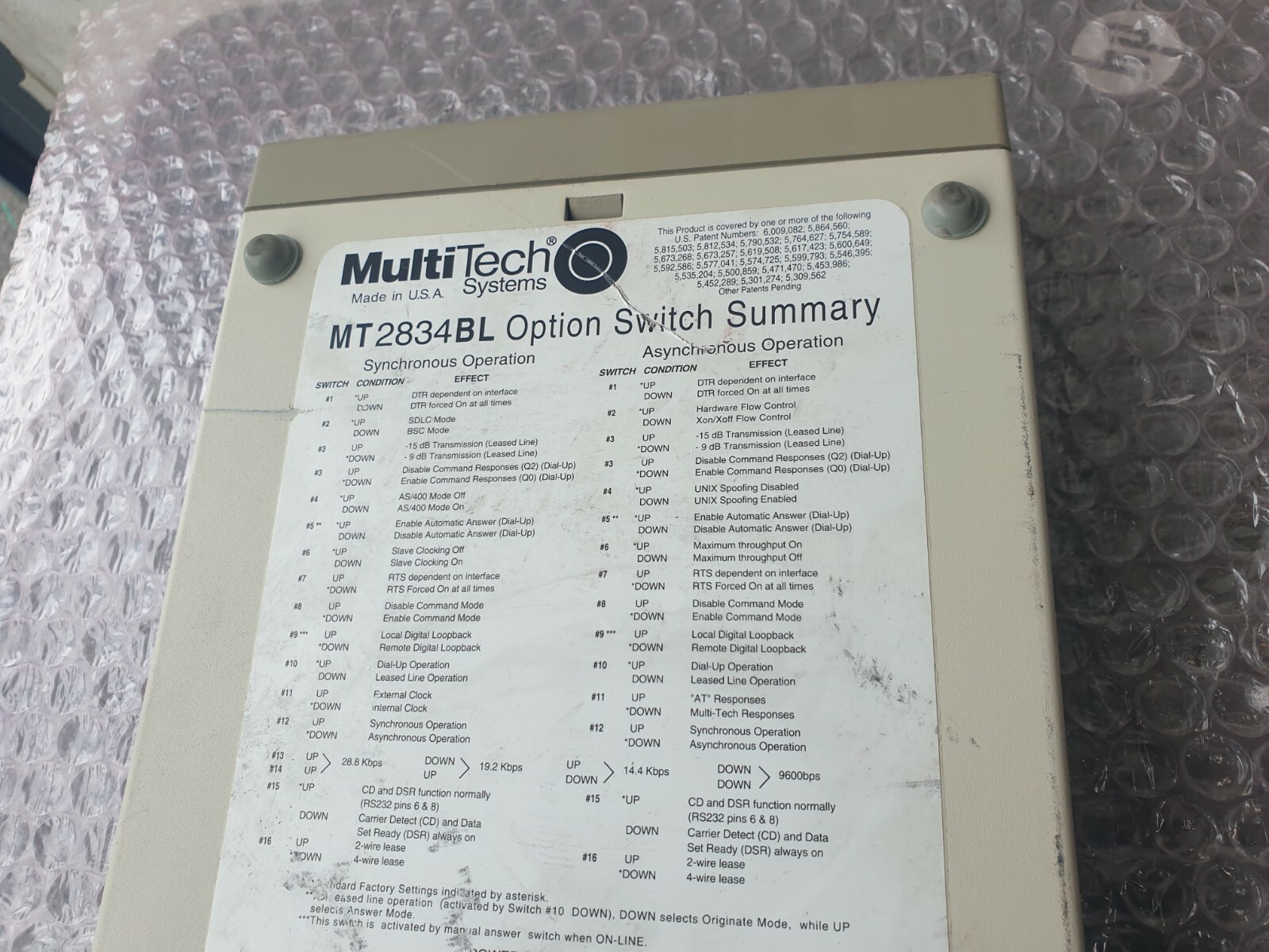 MULTITECH MT2834 MT2834BL 33.6KBPS INTELLIGENT MODEM W/ EIA RS232C CABLE (R6S-1.