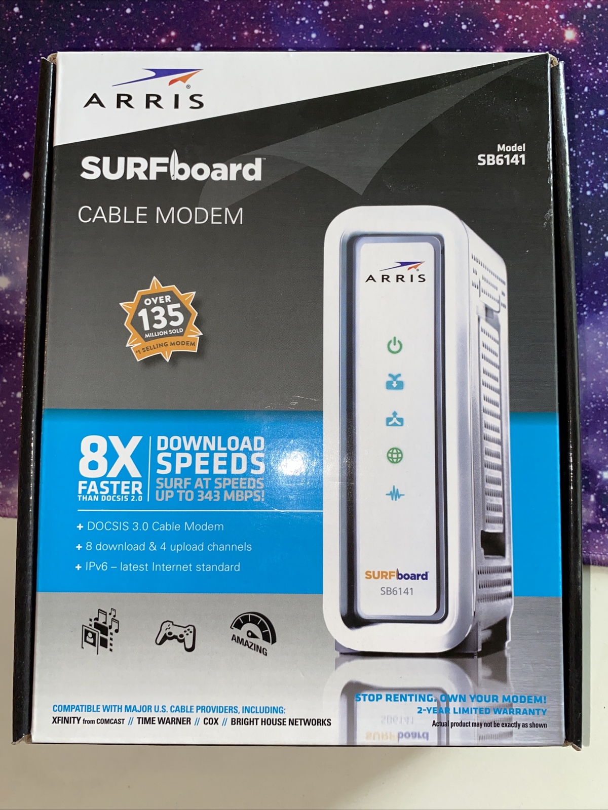 Motorola ARRIS SURFBoard SB6141 – DOCSIS 3.0 White Cable Modem, Original Box