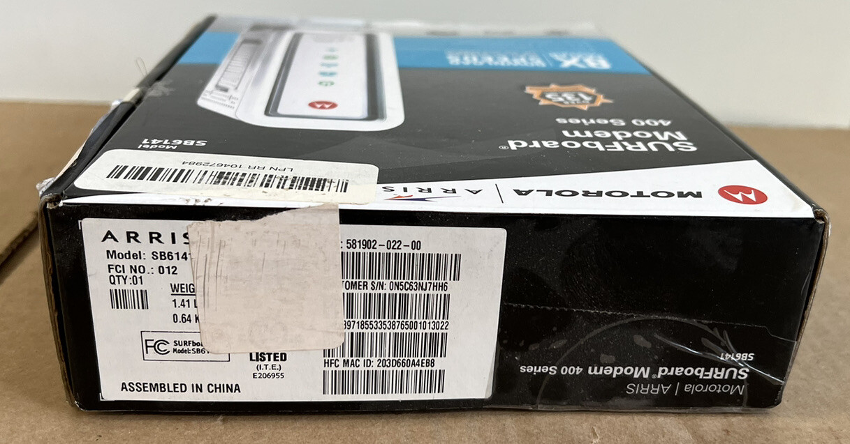 NEW (Open Box) ARRIS SURFboard DOCSIS 3.0 Cable Modem SB6141 12 Channel 343 MBPS