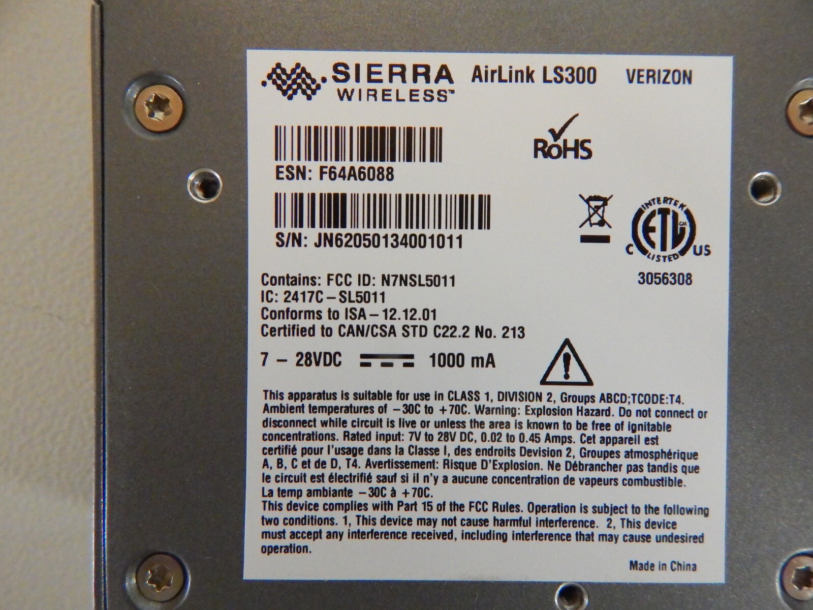 SIERRA WIRELESS, AirLink, LS300, Gateway