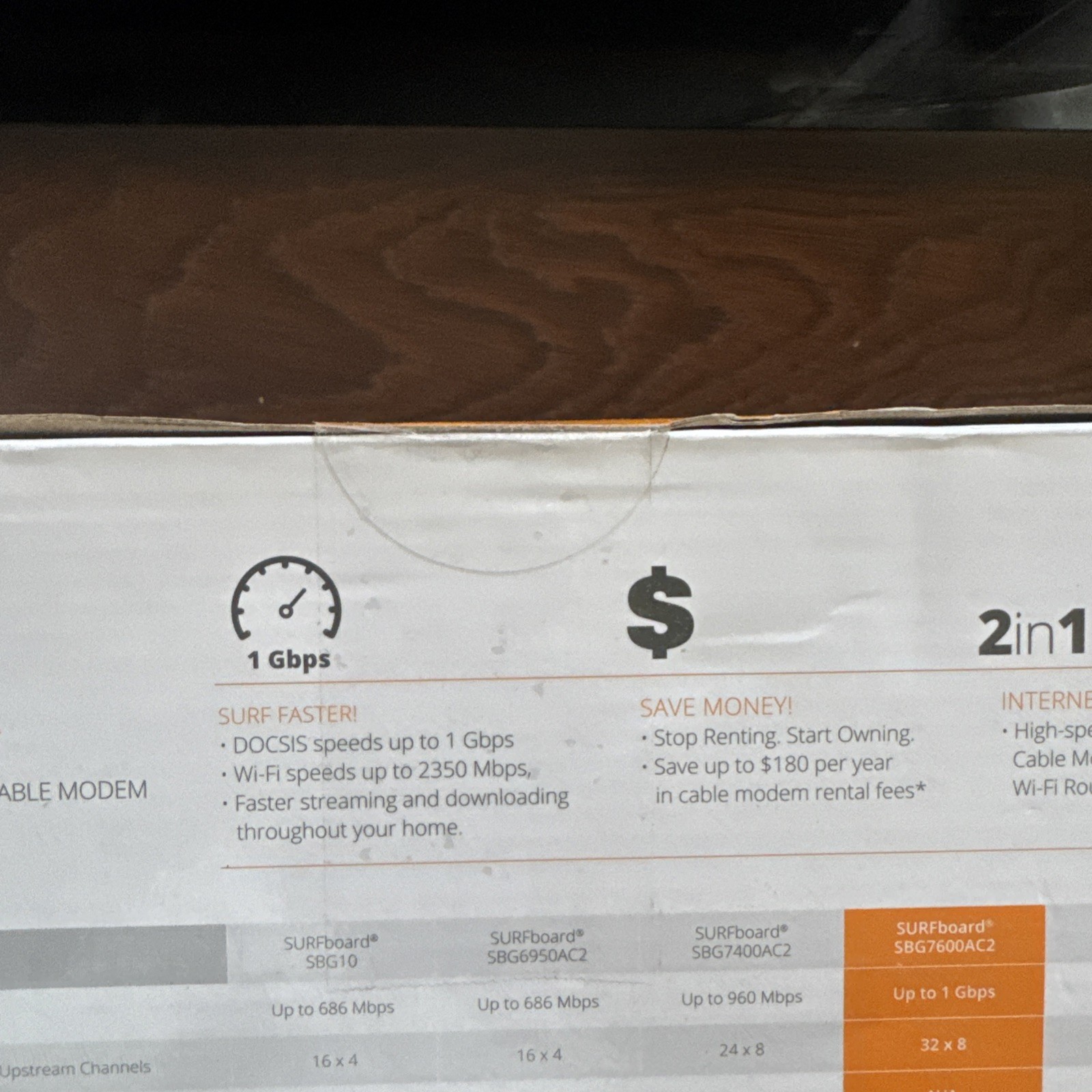 ARRIS SURFboard SBG7600AC2 Wi Fi Cable Modem Router High Speed Internet Conne…
