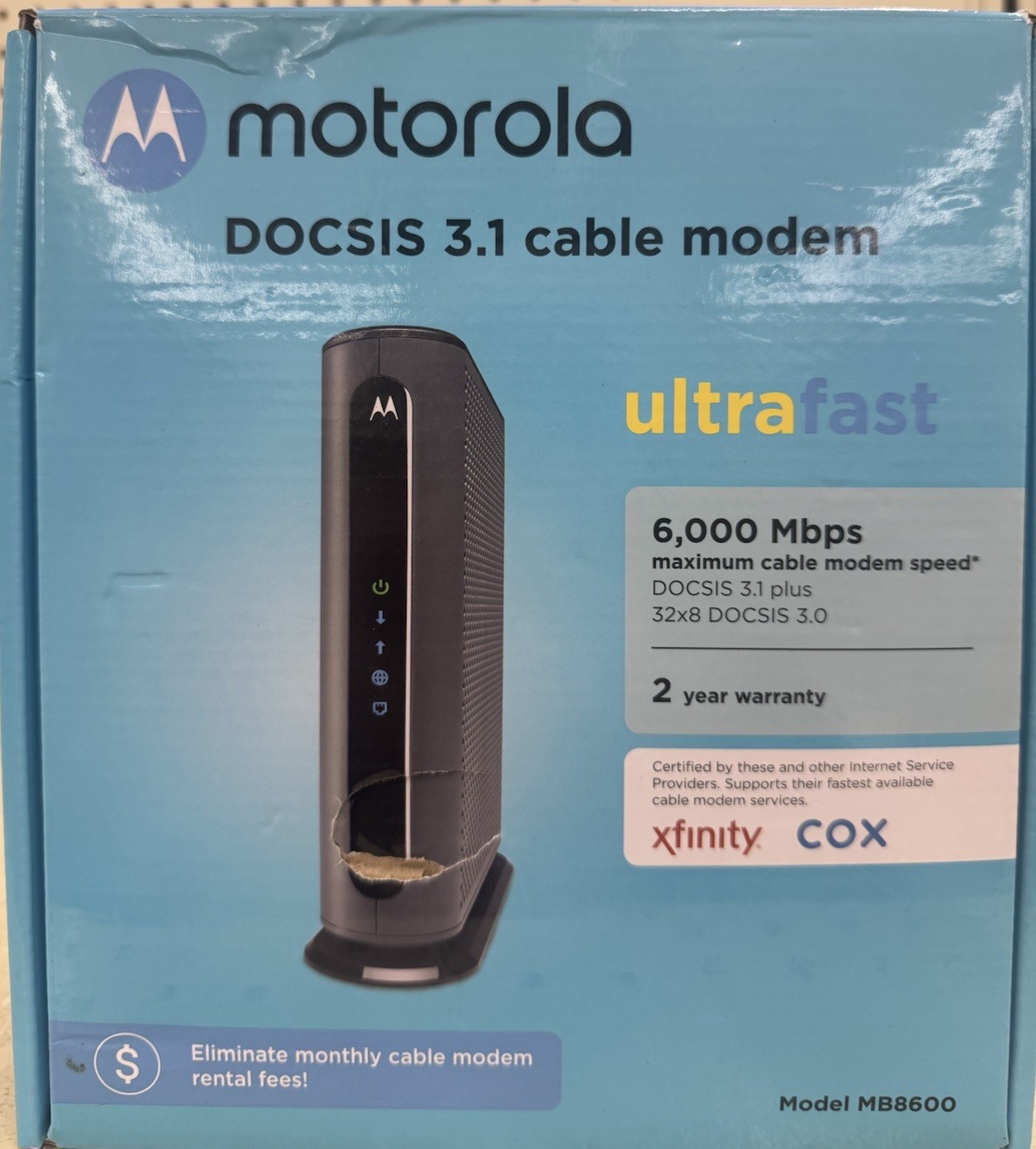 Motorola MB8600 DOCSIS 3.1 Cable – Black .A10