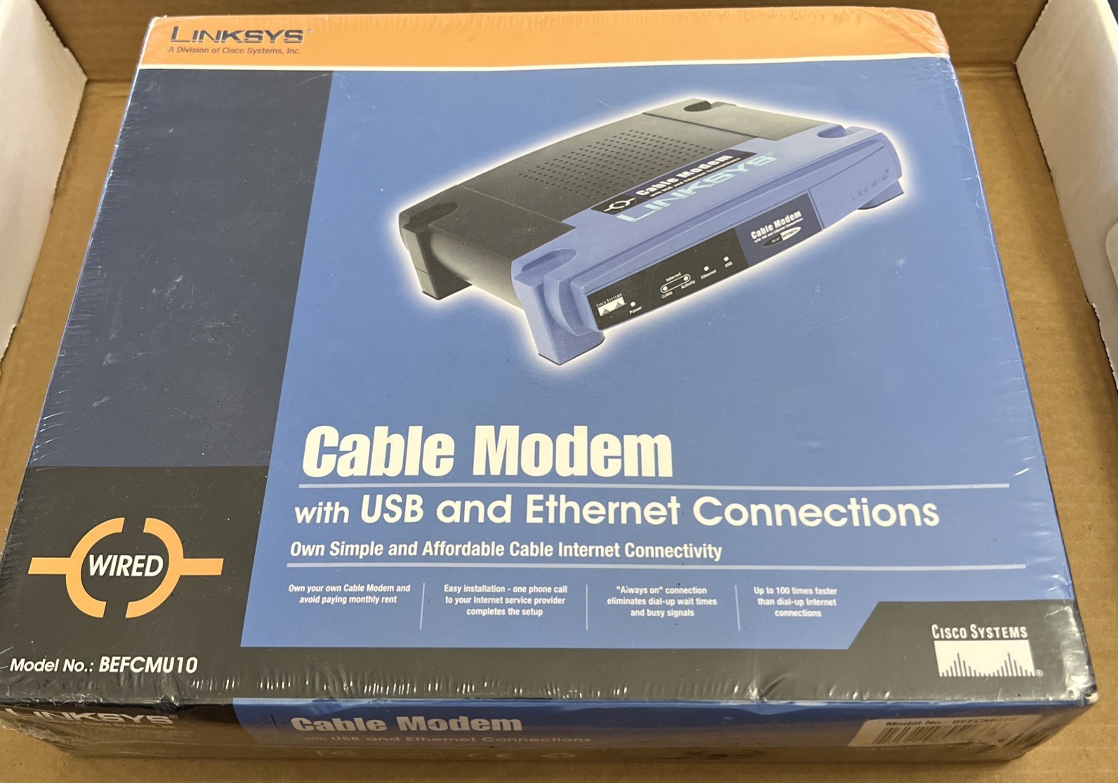 Linksys BEFCMU10 42.88 Mbps Cable Modem USB & Ethernet Connection Wired