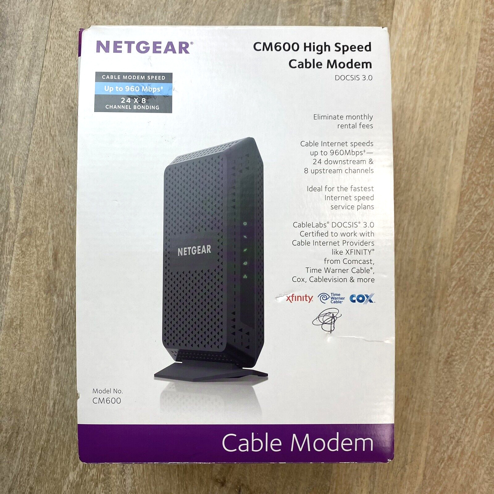 NETGEAR Cable Modem CM600 DOCSIS 3.0 (960Mbps) – TESTED