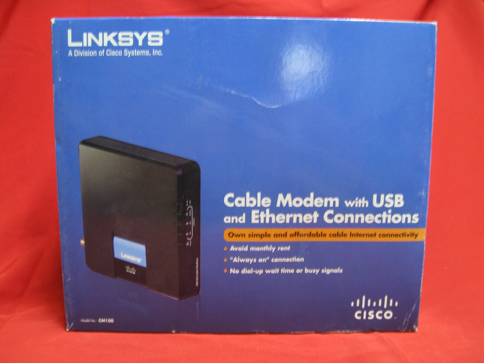 Linksys Cable Modem With USB And ETHERNET Connections Model CM100