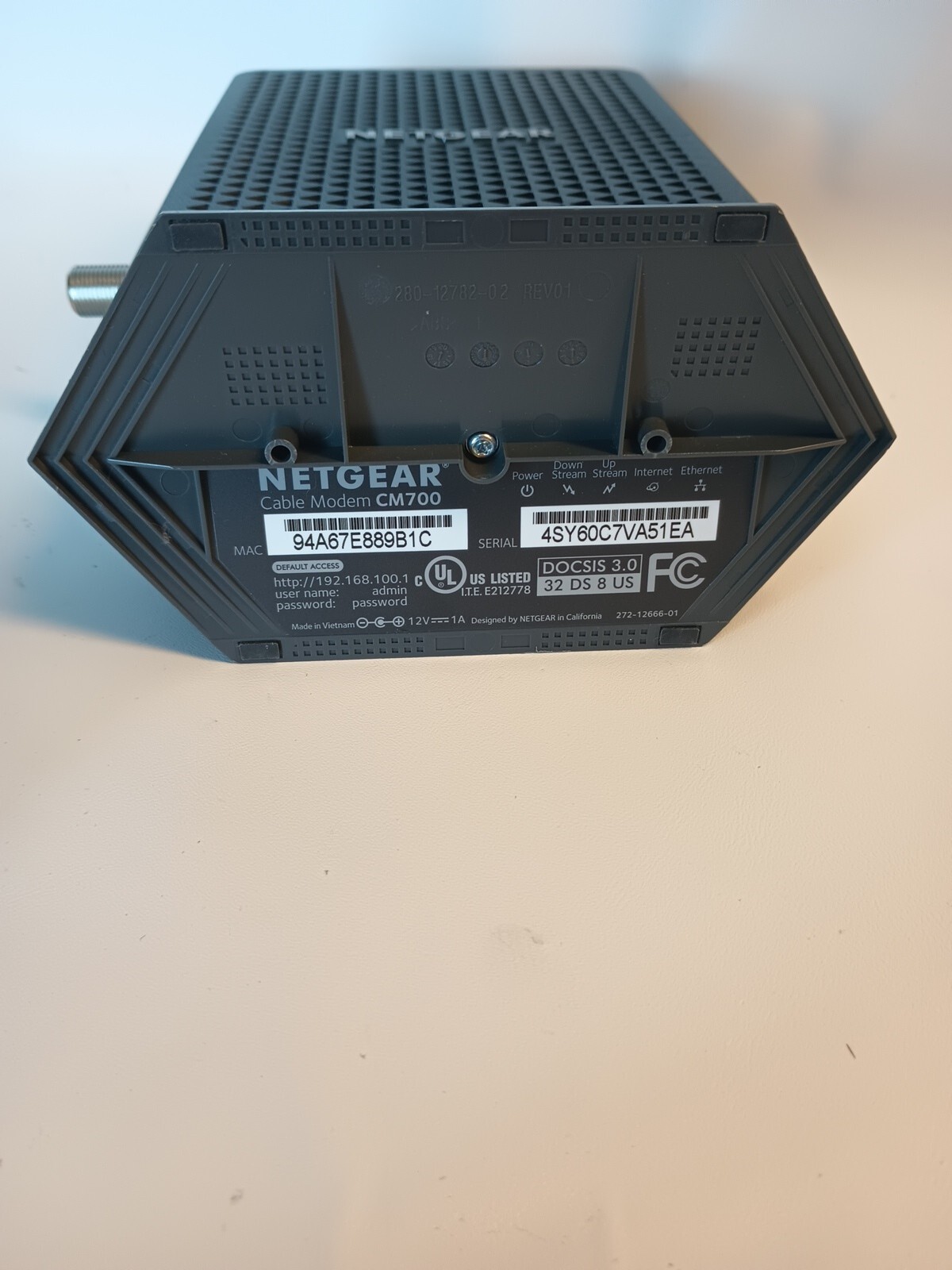 NETGEAR CM700 High Speed Cable Modem, 1.4Gbps, DOCSIS 3.0, CM700-100NAS Tested