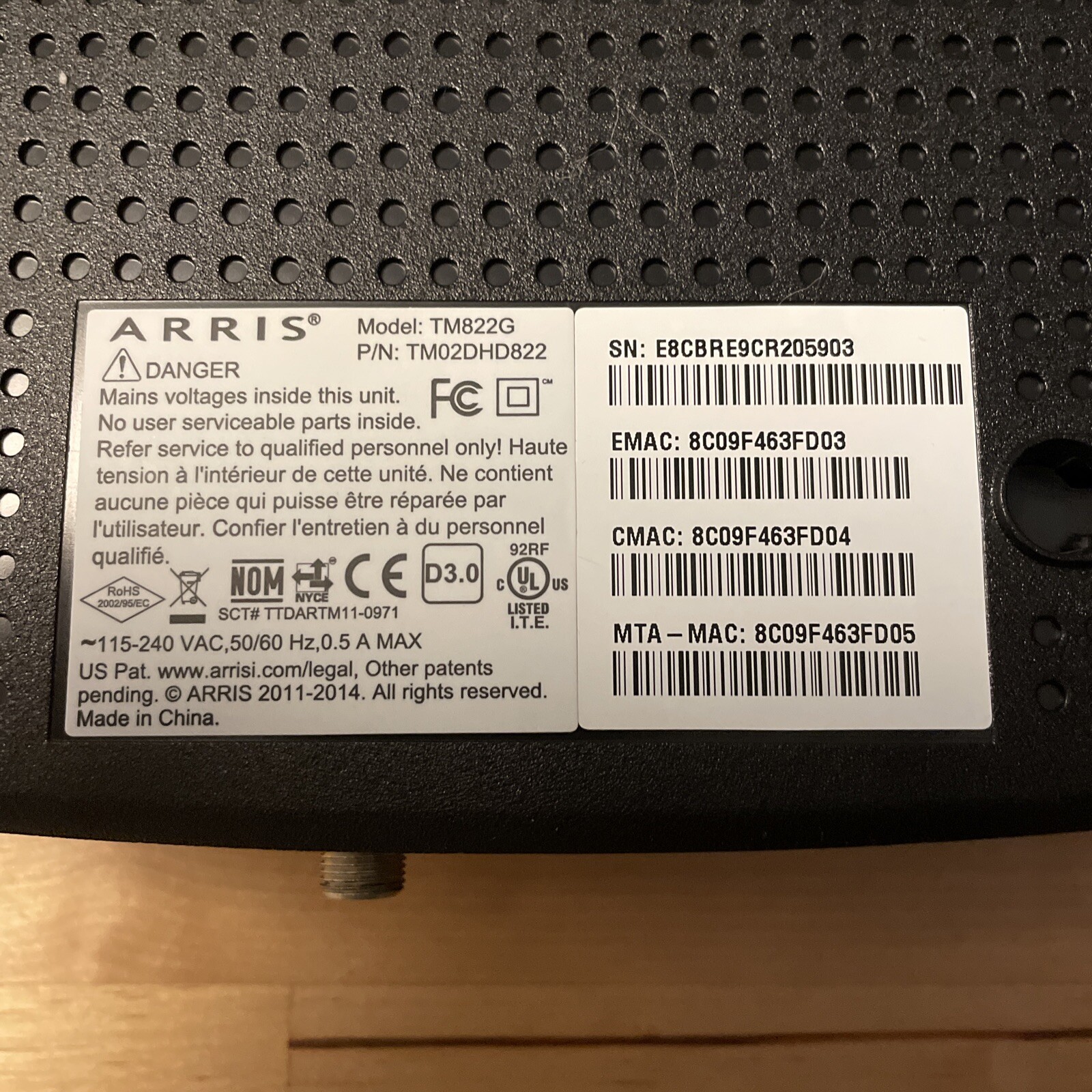 ARRIS Touchstone TM602G DOCSIS 3.0 Telephony Modem with Back-Up Battery
