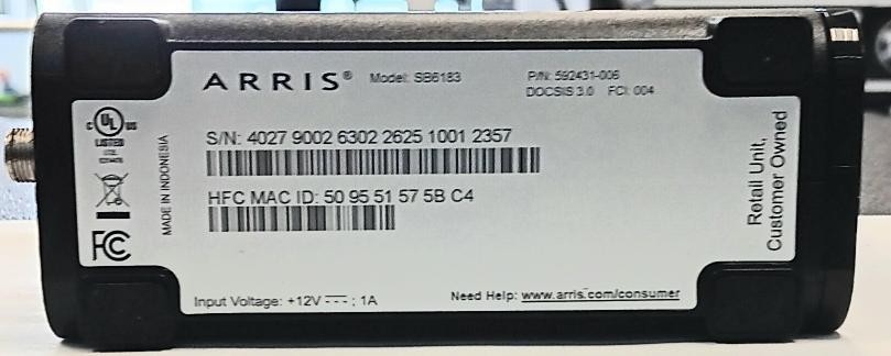 ARRIS SURFBOARD MODEM W/ CORD (163390-19)