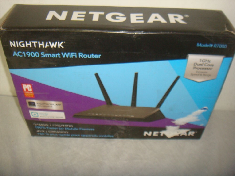 NETGEAR NIGHTHAWK R7000 AC1900 GIGABIT SMART WIFI ROUTER 1GHZ DUAL CORE