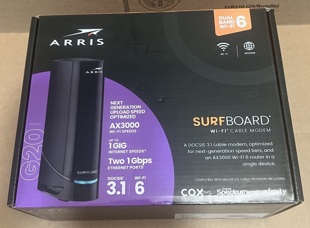 NEW SEALED ARRIS G20 DOCSIS 3.1 Cable Modem & AX3000 WiFi 6 Router FAST SHIPPING
