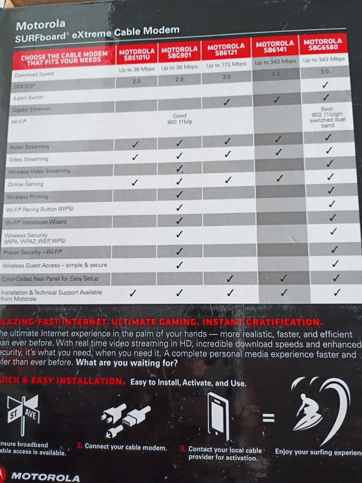 Open Box Motorola ARRIS SURFboard SB6141 DOCSIS 3.0 Cable Modem