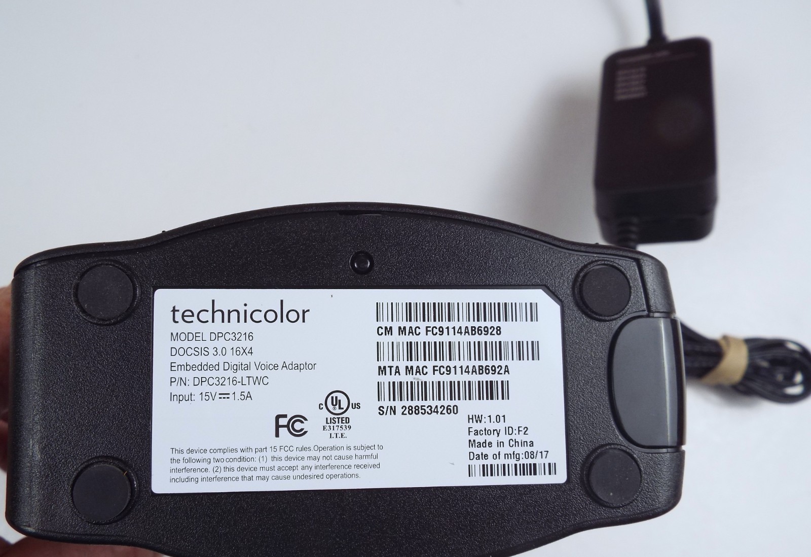 Technicolor Modem Model No DCP3216 With Cable & Power Chord 1-day shipping