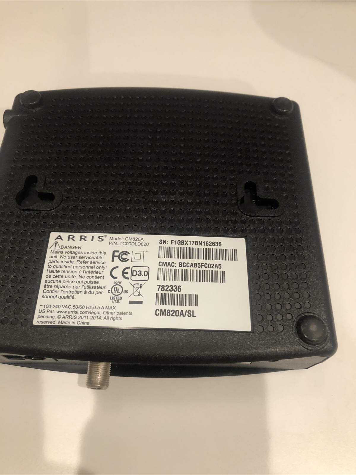 Arris CM820A DOCSIS 3.0 Cable Modem