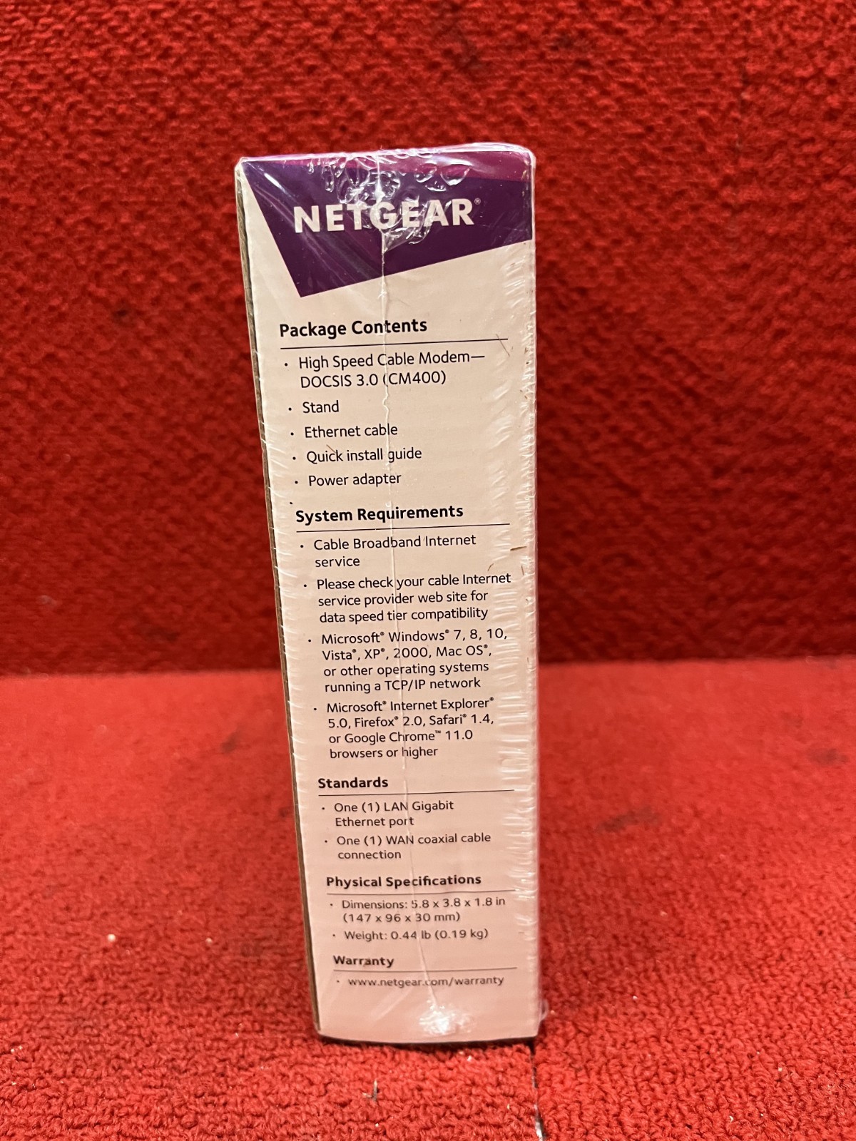 NIB Sealed NETGEAR High Speed Cable Modem DOCSIS 3.0 340MBPS #CM400 Good Cond