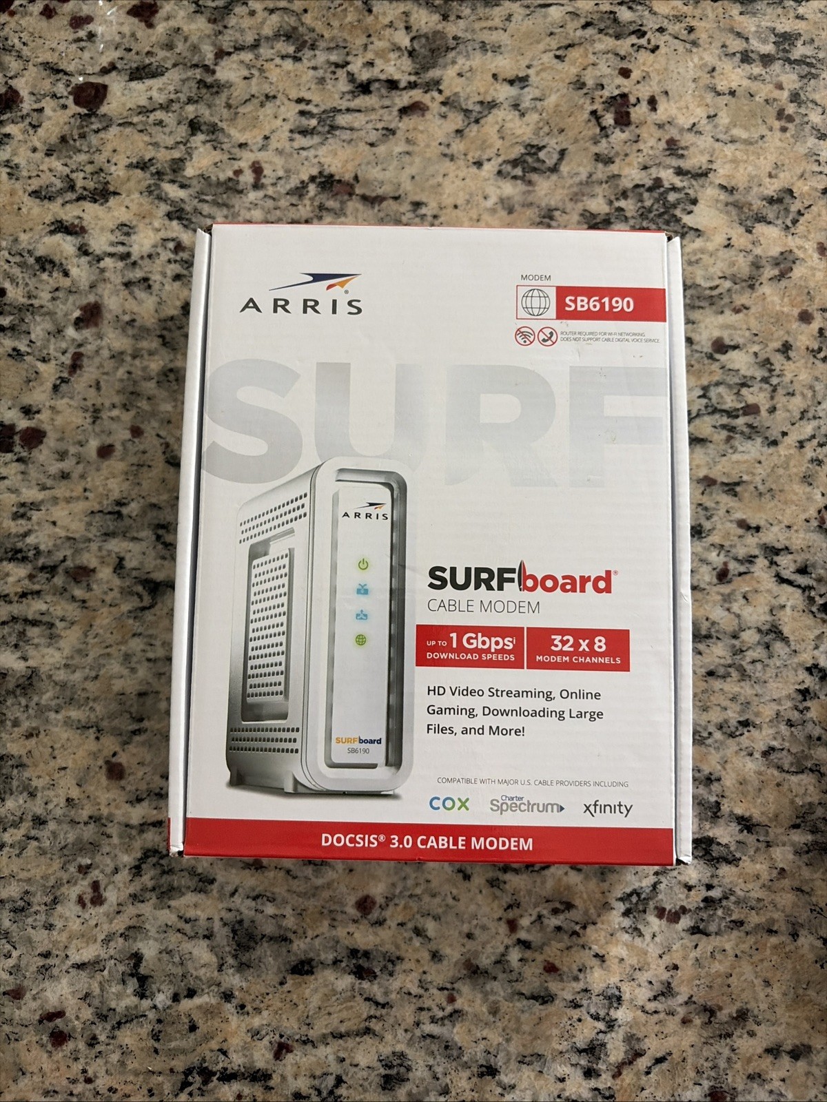 ARRIS Surfboard SB6190-RB DOCSIS 3.0 Cable Modem, White