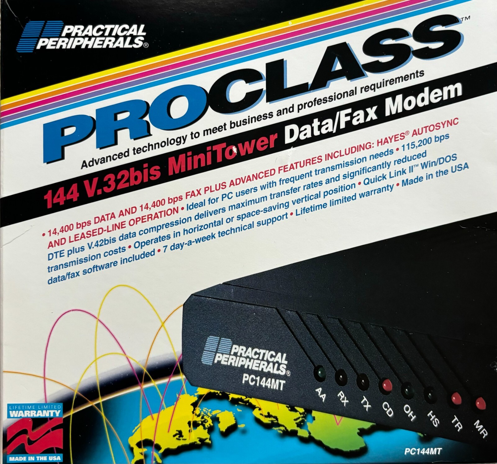 Practical Peripherals Pro Class V.32bis Mini Tower Data/Fax Modem PC144MT