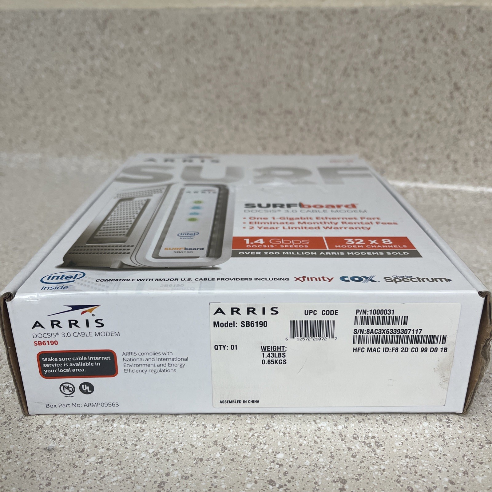 ARRIS SURFboard DOCSIS 3.0 Cable Modem White – SB6190