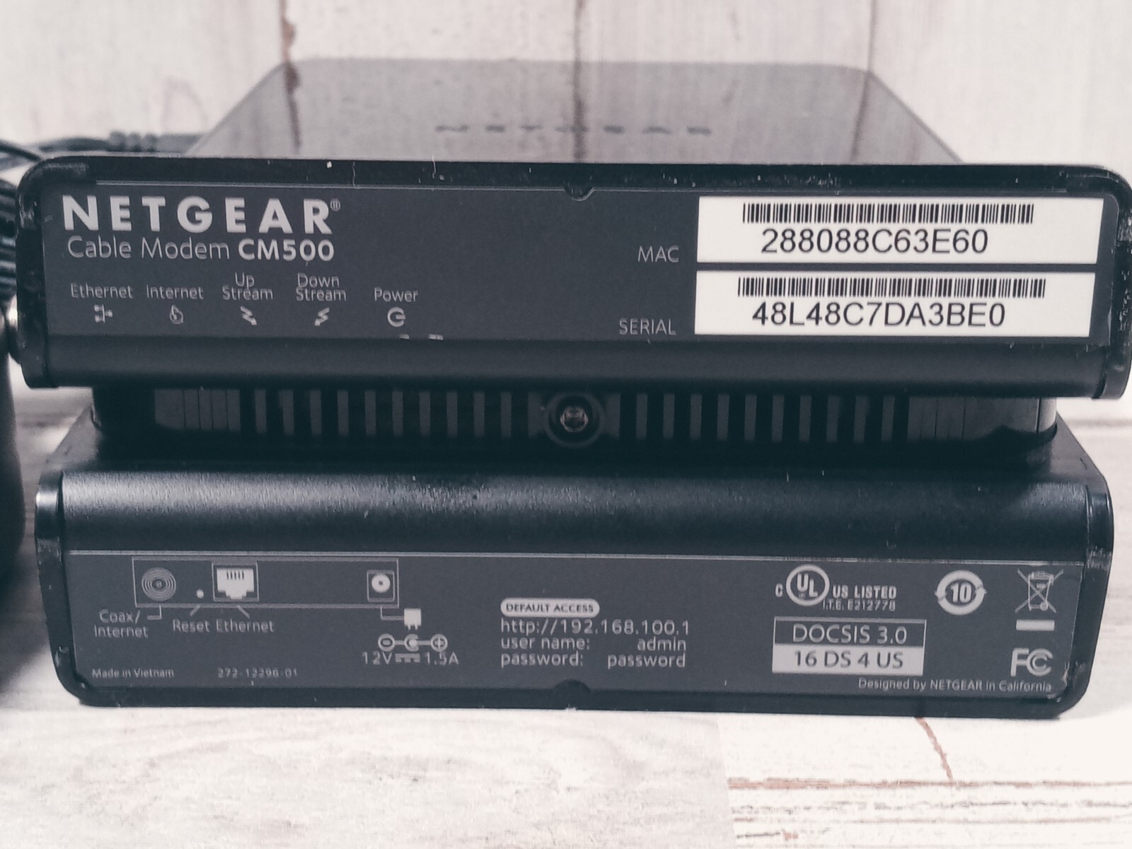 Netgear CM500V DOCSIS 3.0 680Mbps High Speed Cable Modem 16DS 4 US
