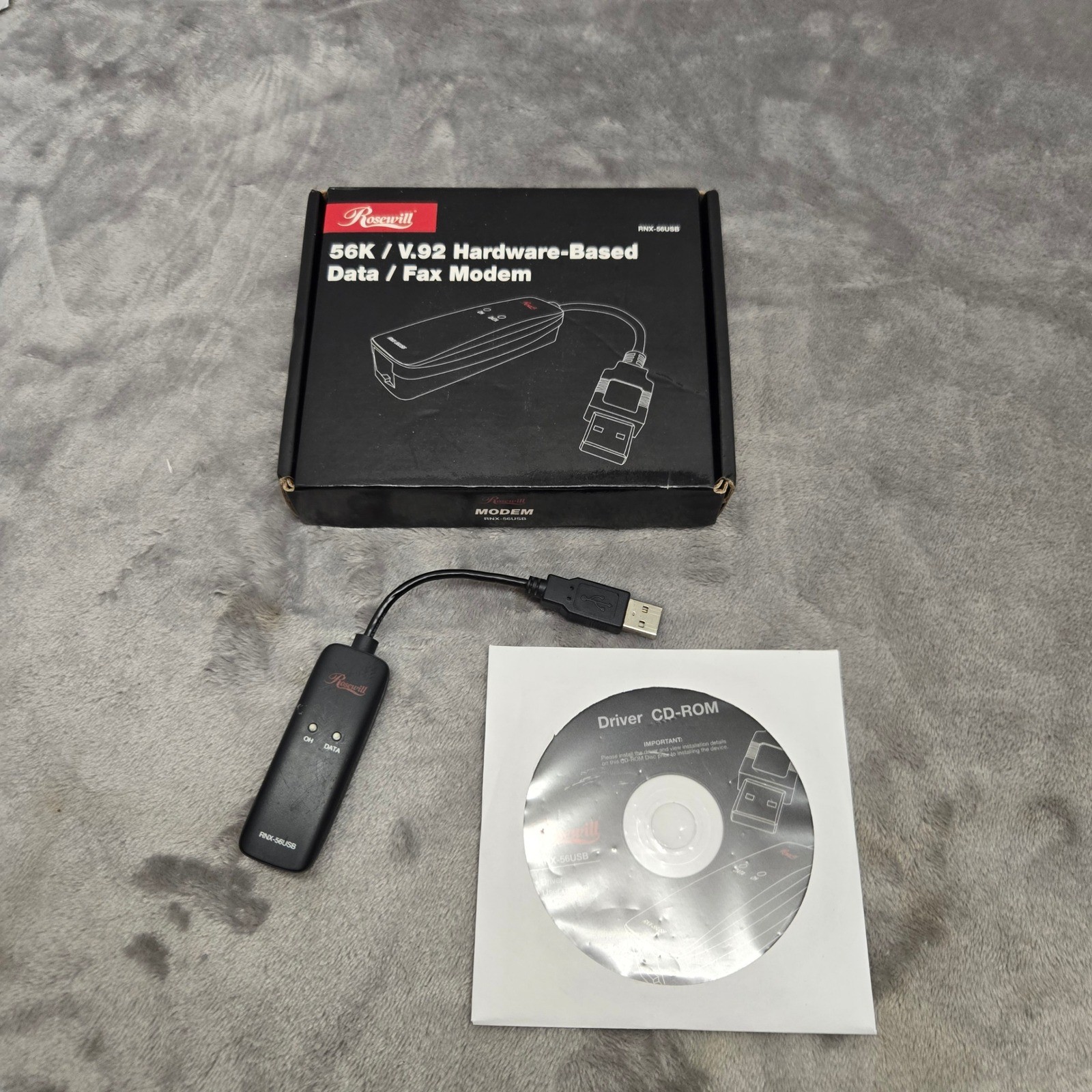 Rosewill RNX-56USB 56K V.92 Hardware-Based USB External Data Fax Modem Black