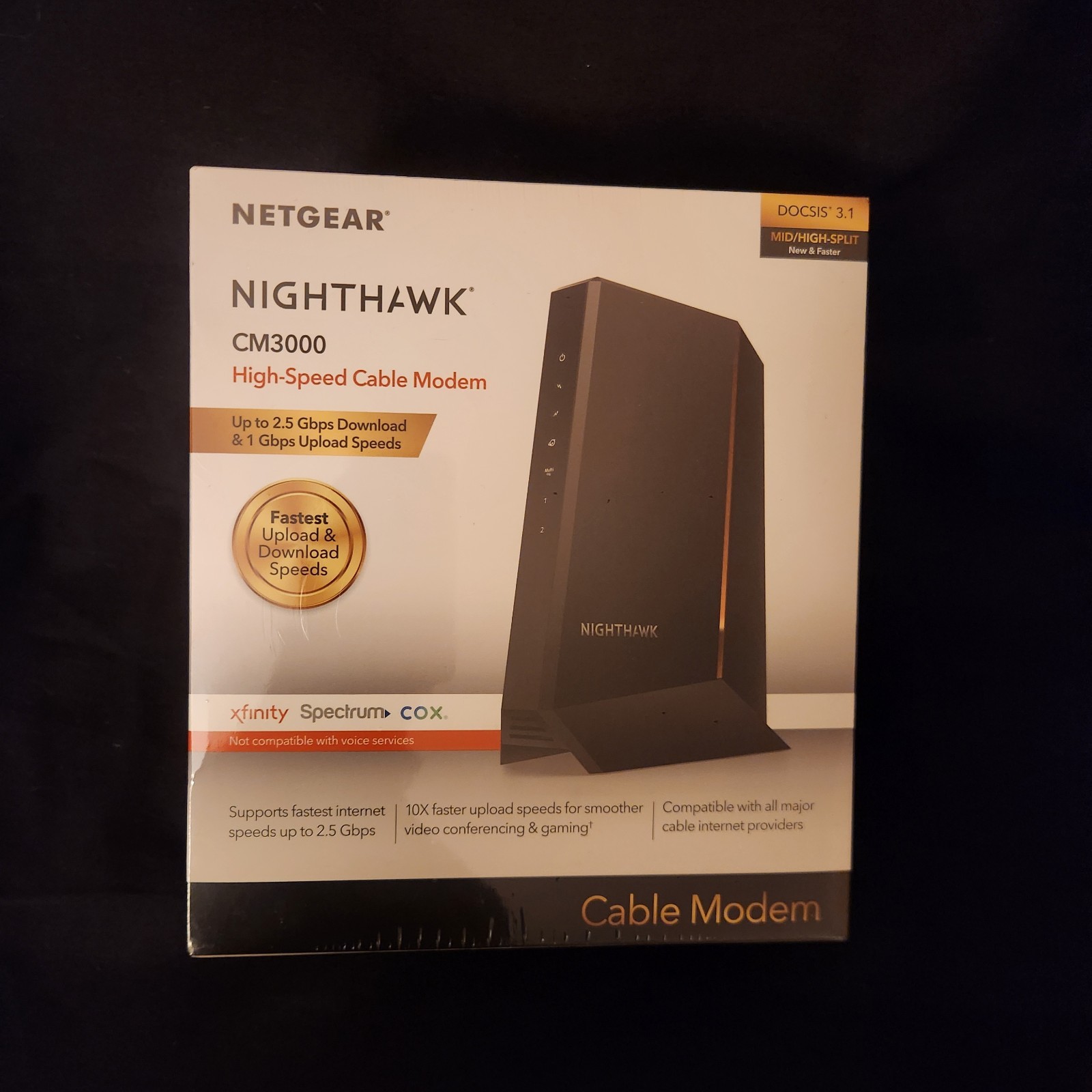 NETGEAR – Nighthawk Cm3000 Mid/High-Split DOCSIS 3.1 Cable Modem Black