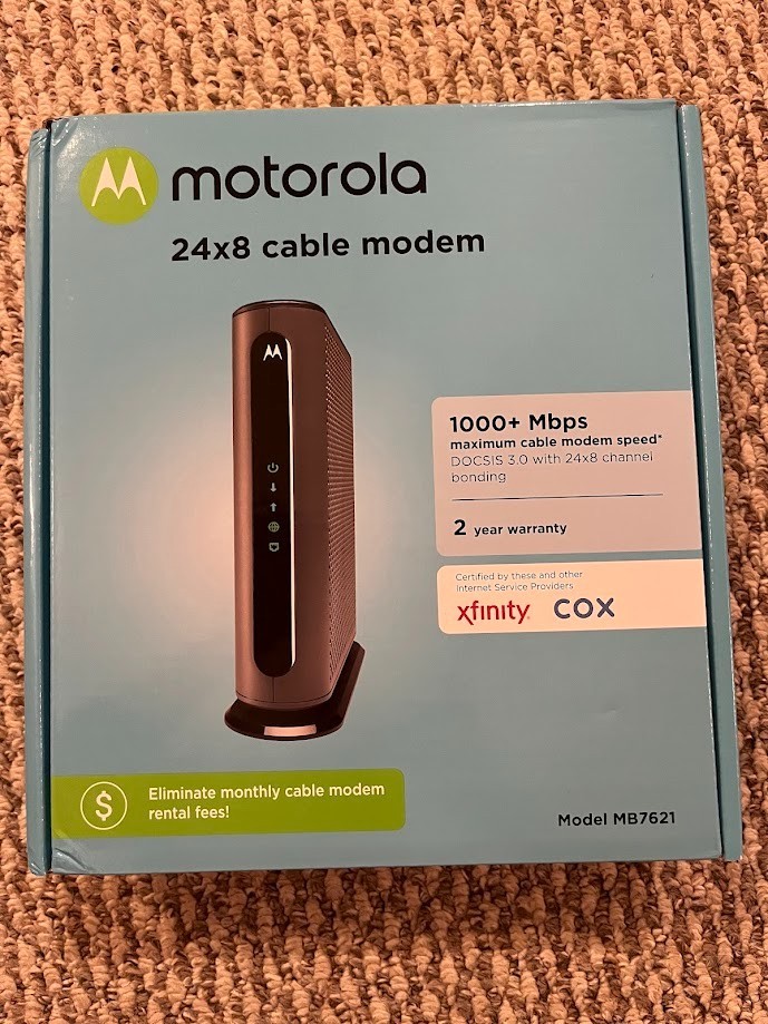 USED Motorola 24×8 Cable Modem Model MB7621 1000+ Mbps DOCSIS 3.0
