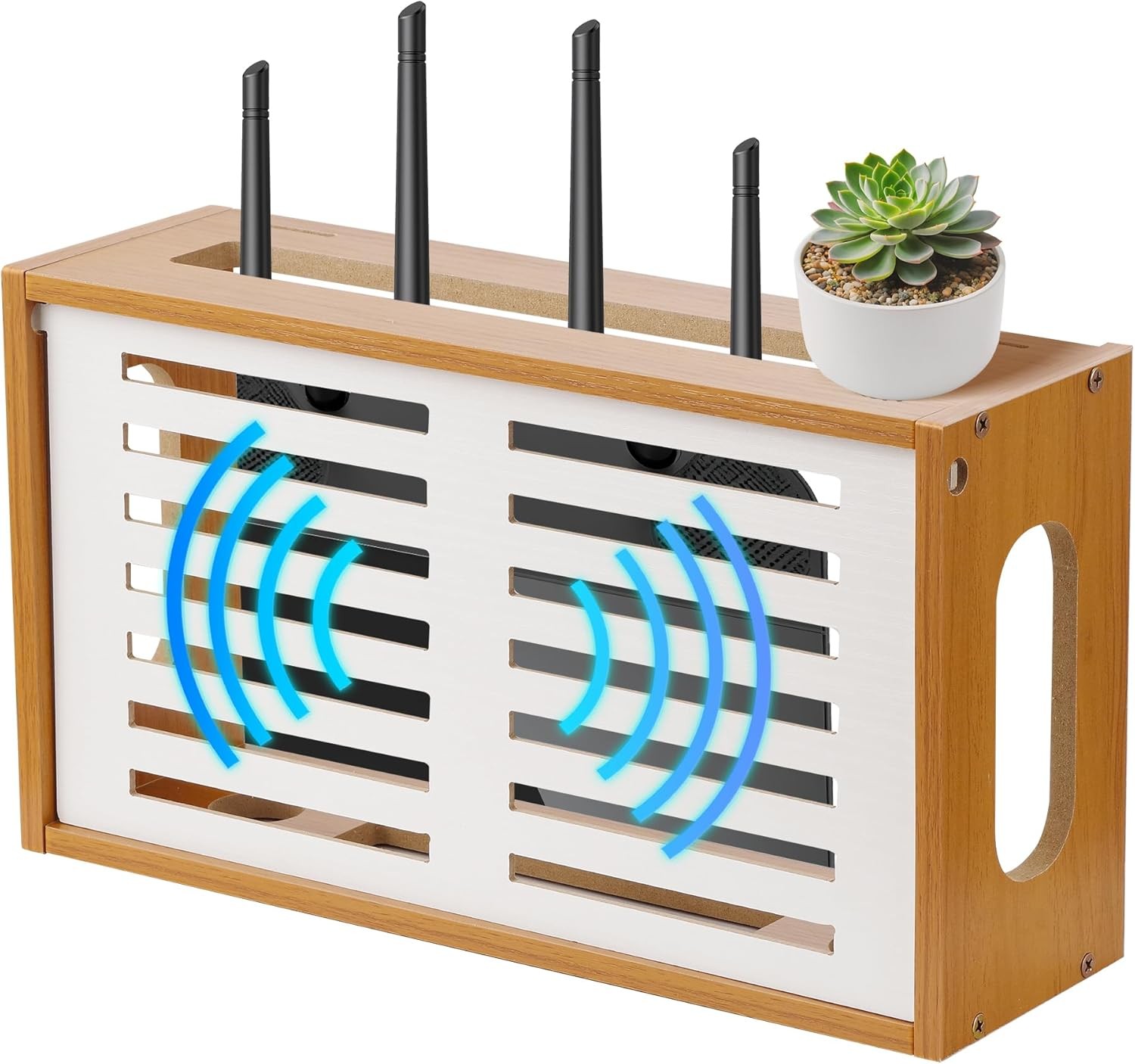 Router Shelf Wall Mount WiFi Router Box Hider & Modem Storage Box W/ Cable Holes