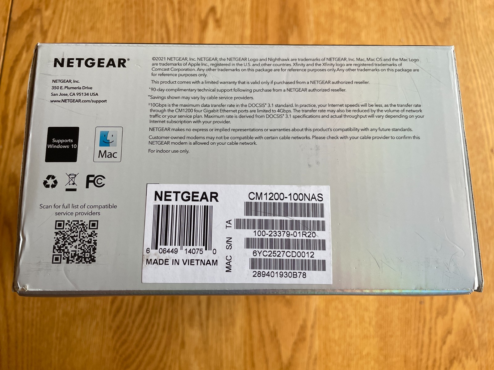 NETGEAR Nighthawk CM1200-100NAS DOCSIS 3.1 Multi-Gig Speed Cable Modem