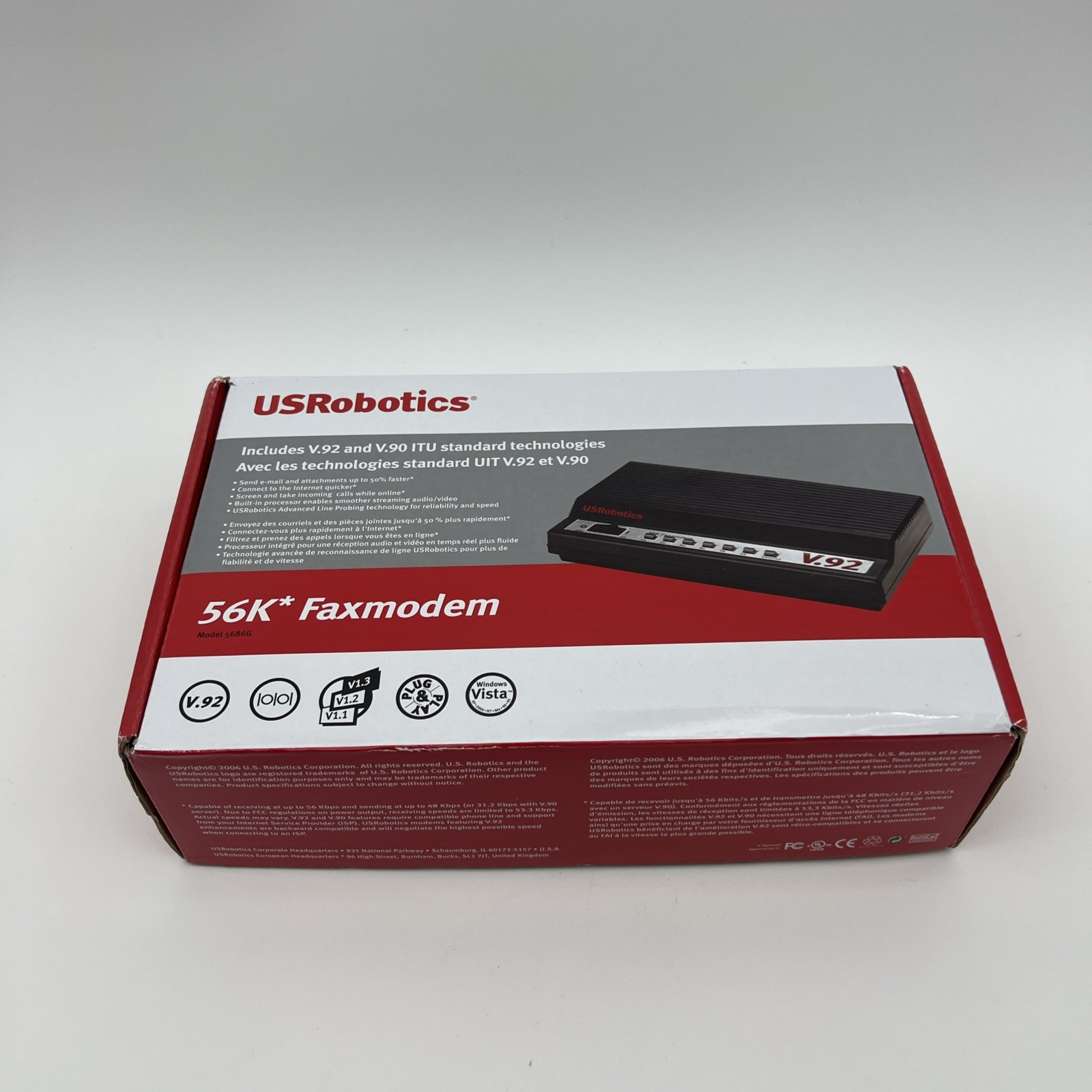 USR 5686G 56K External USB Fax Modem V.92 New Factory Sealed