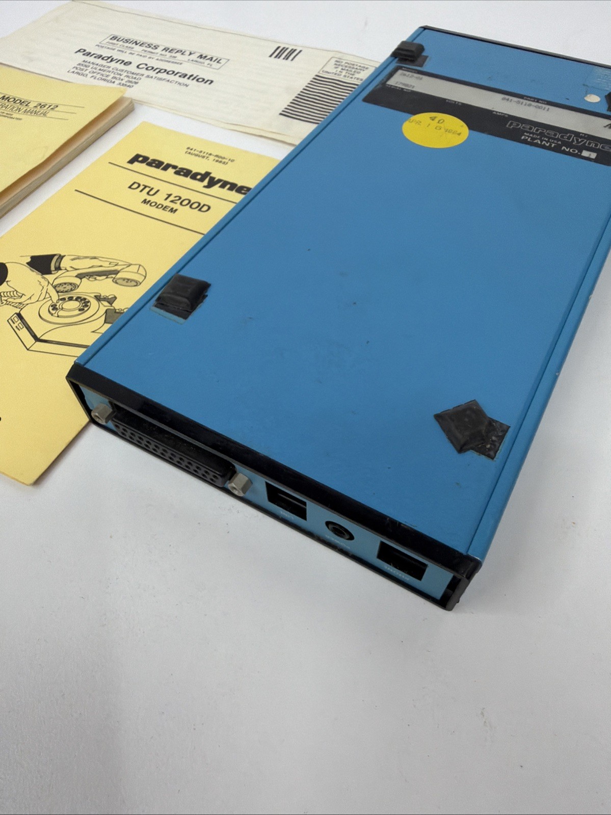 Vintage Paradyne DTU 1200 Model 2612-01 Modem w/Manuals Untested 1984