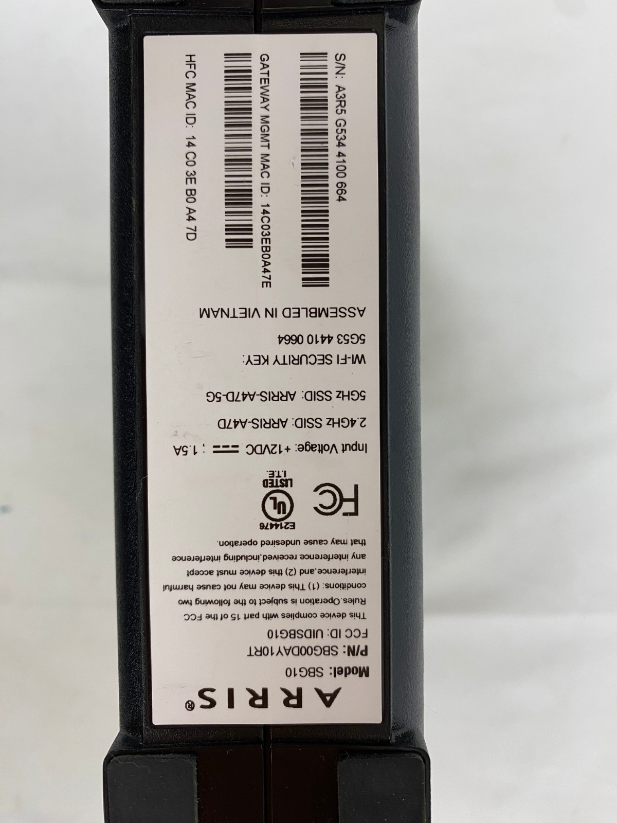 ARRIS SURFboard SBG10 Cable Modem Router – Intel Inside – No Power Adapter