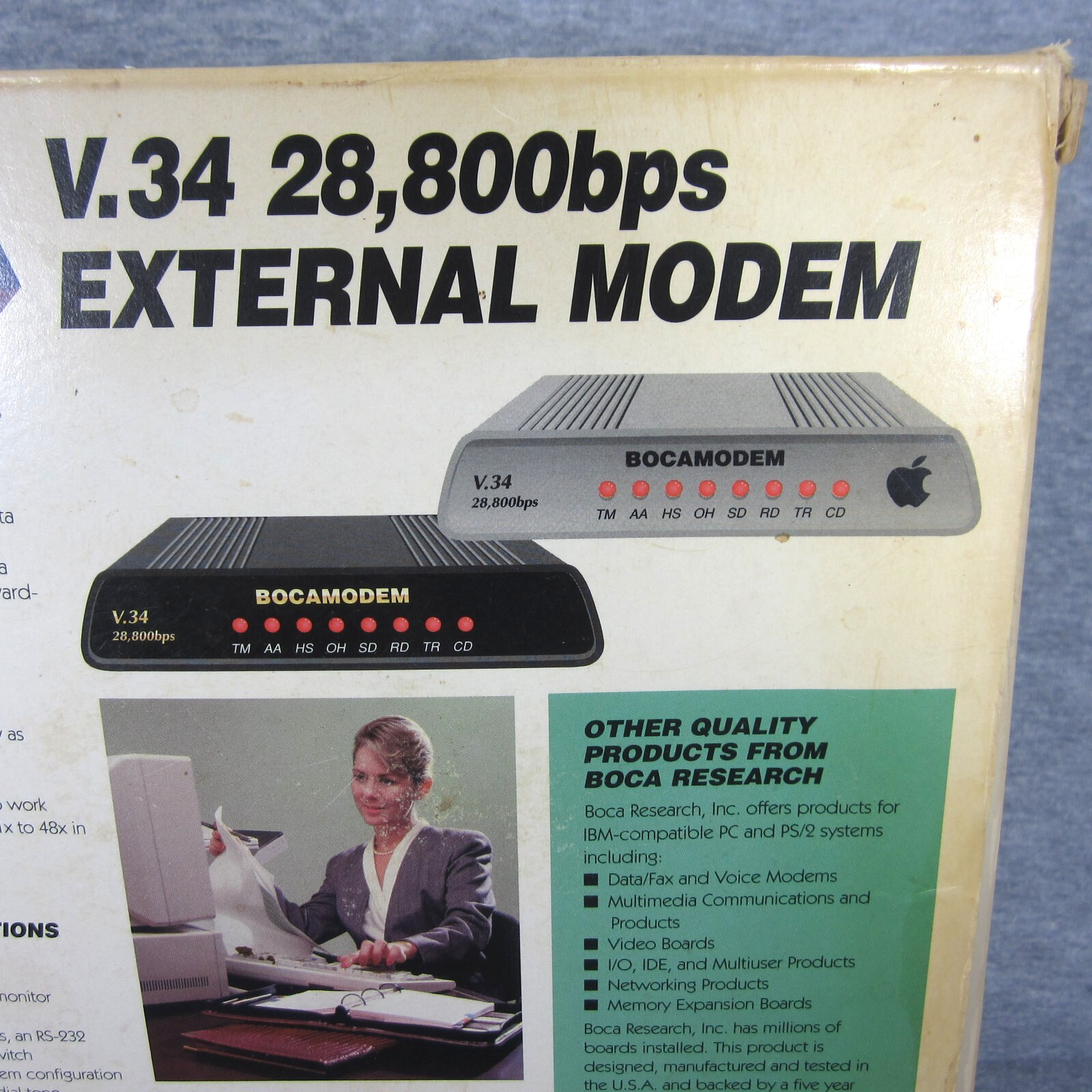 Vintage Boca Bocamodem V.34 28,800bps External Modem Data Fax
