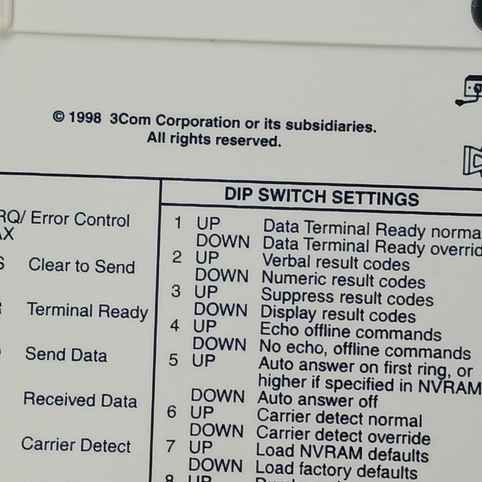US Robotics 56K Faxmodem V.90 Sportster 1998 3Com USRobotics UNTESTED
