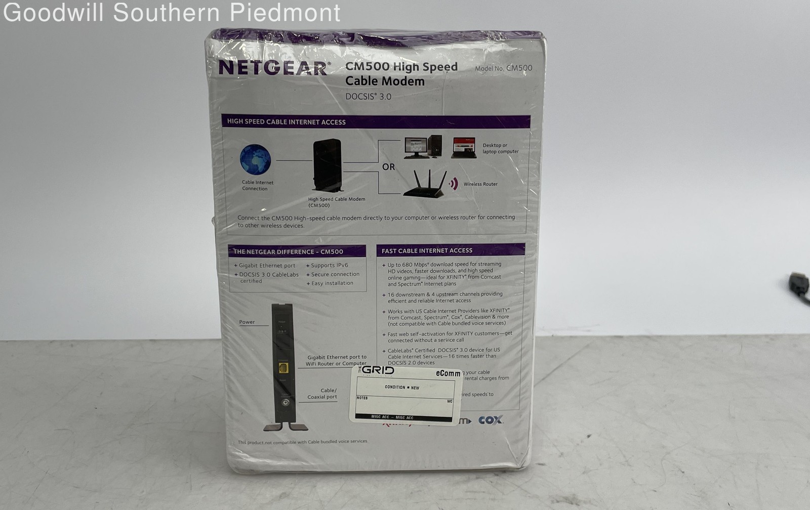 NETGEAR CM500 DOCSIS 3.0 680Mbps Cable Modem – New