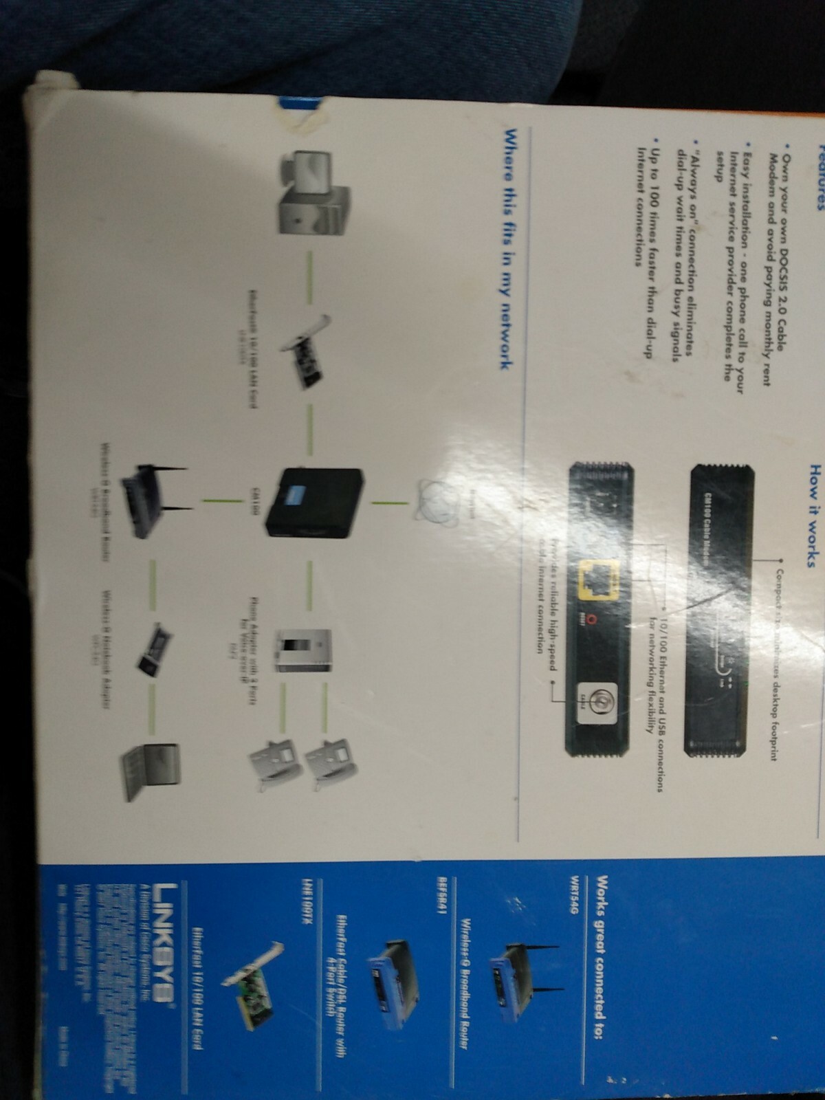 Linksys CM100 100 Mbps Cable Modem with USB and Ethernet Connections