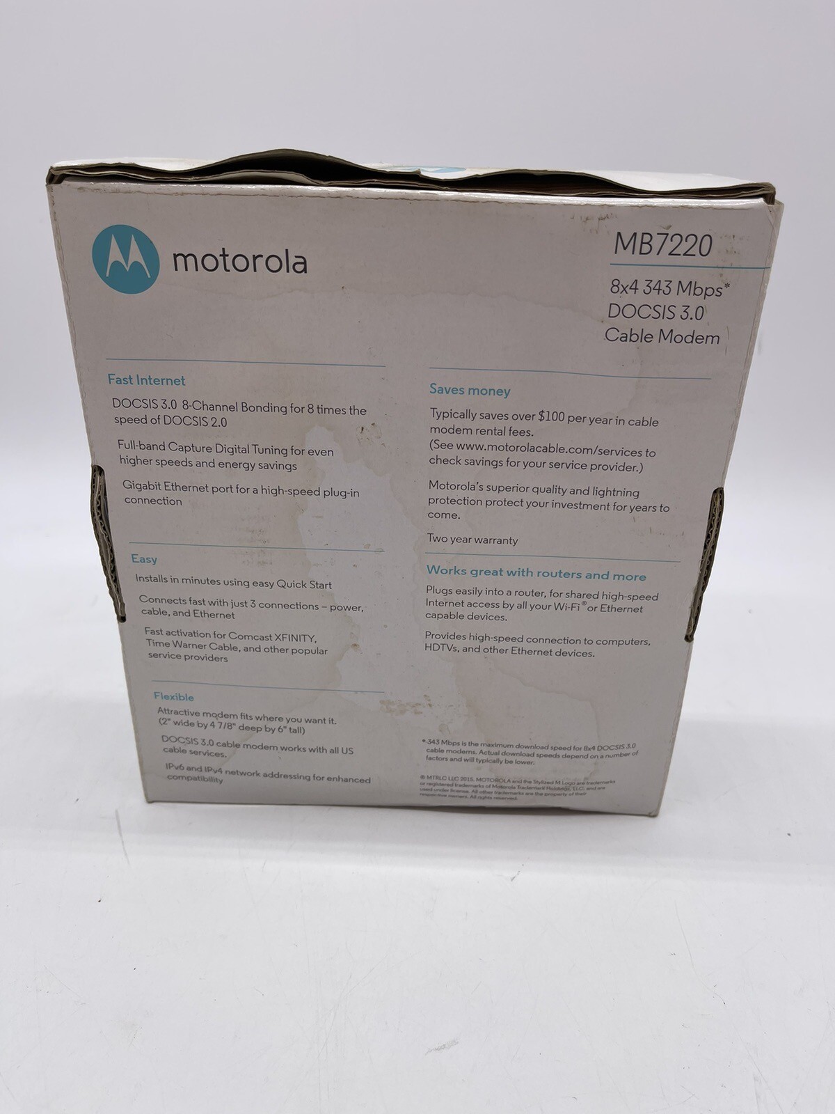 Motorola 8×4 Cable Modem, Model MB 7220, Docsis 3.0