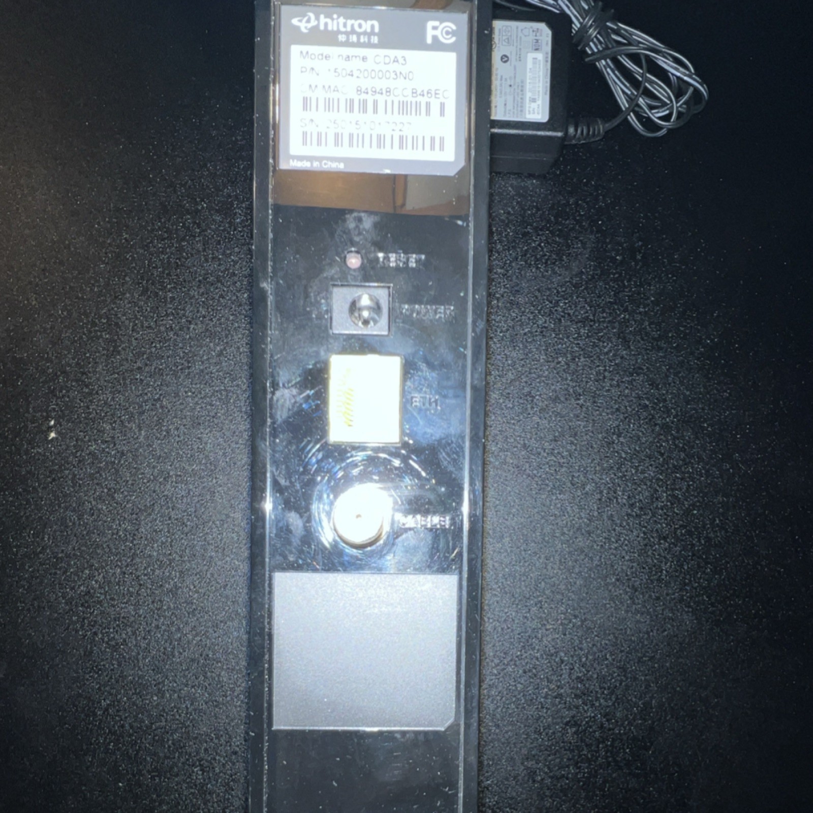 Hitron CDA3 Cable Modem Ethernet Coaxial Black 1 LAN Port Cable Modems & Routers